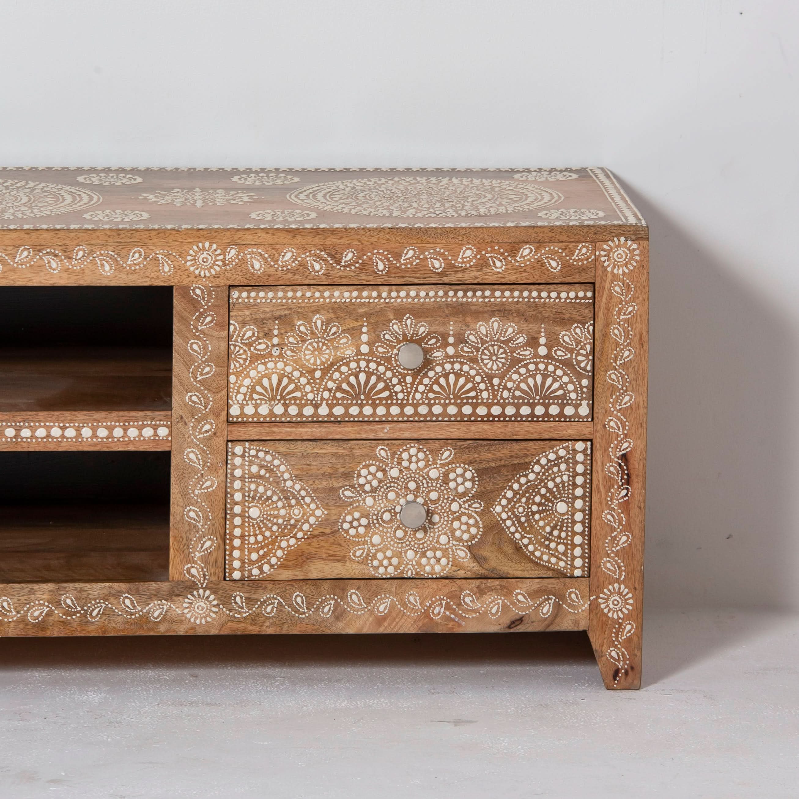ELMORA PAINTING WOODEN TV STAND - Art and craft furniture