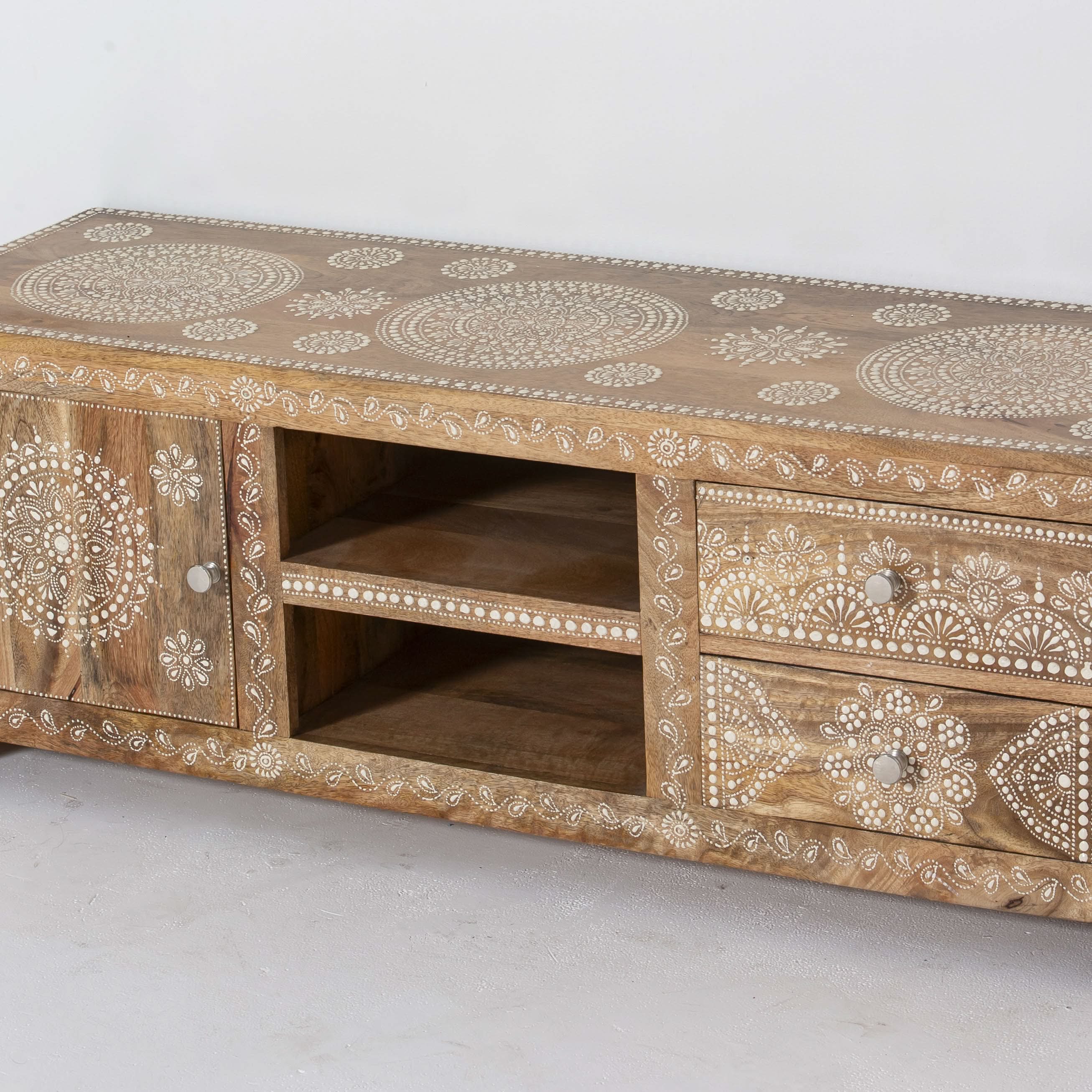 ELMORA PAINTING WOODEN TV STAND - Art and craft furniture