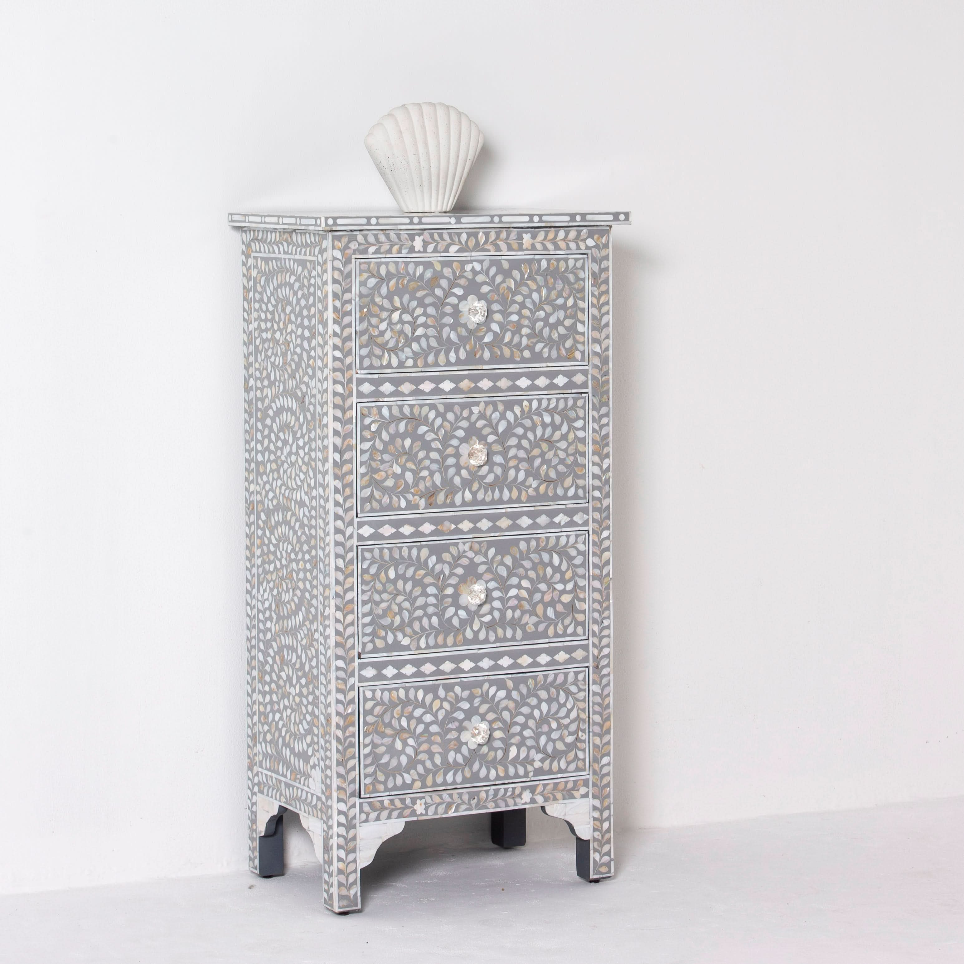OCEAN PEARL SINGLE GREY MOP CHEST OF DRAWER - Art and craft furniture