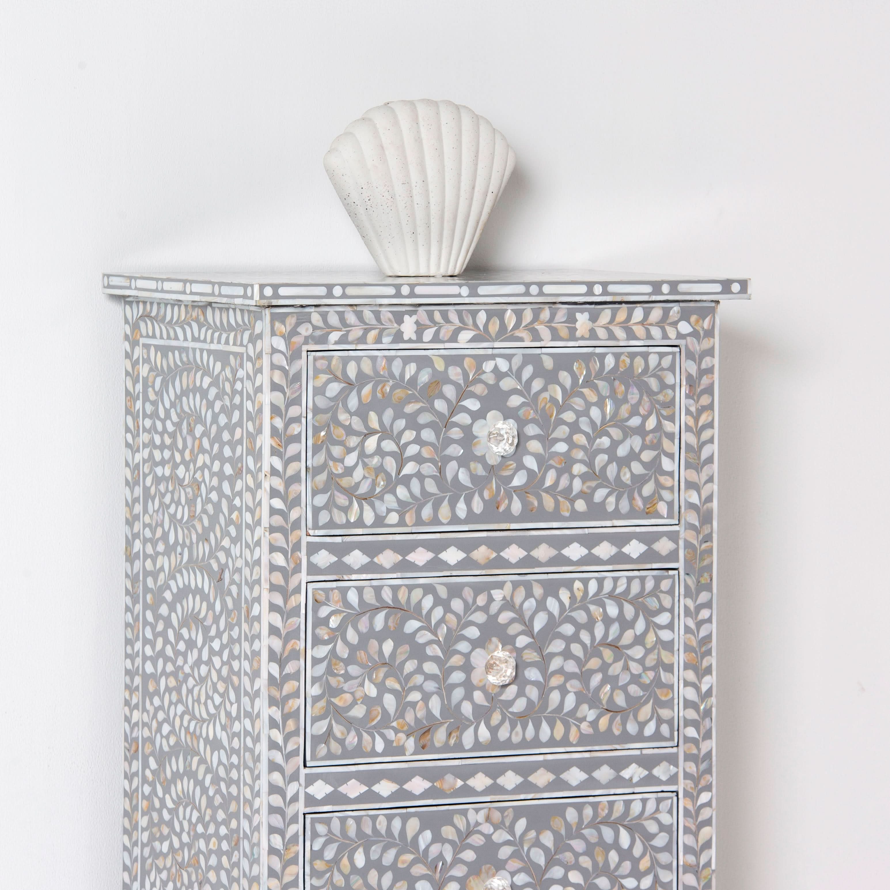 OCEAN PEARL SINGLE GREY MOP CHEST OF DRAWER - Art and craft furniture