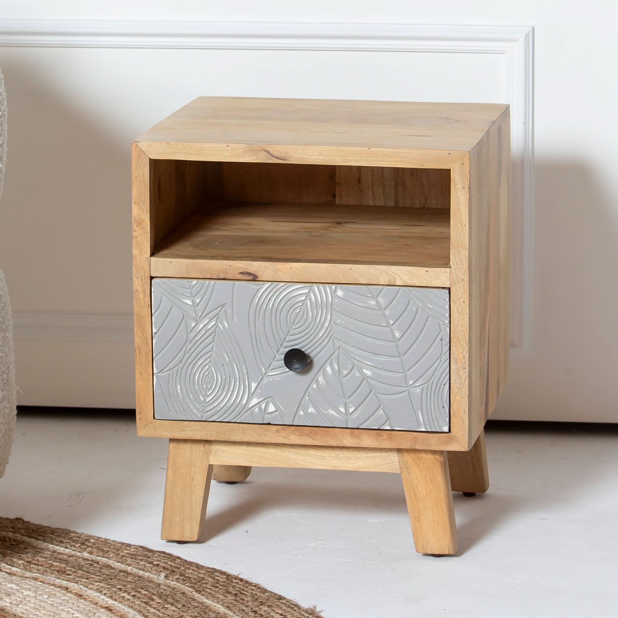 LEAVES ONE DRAWER NIGHTSTAND - Art and craft furniture