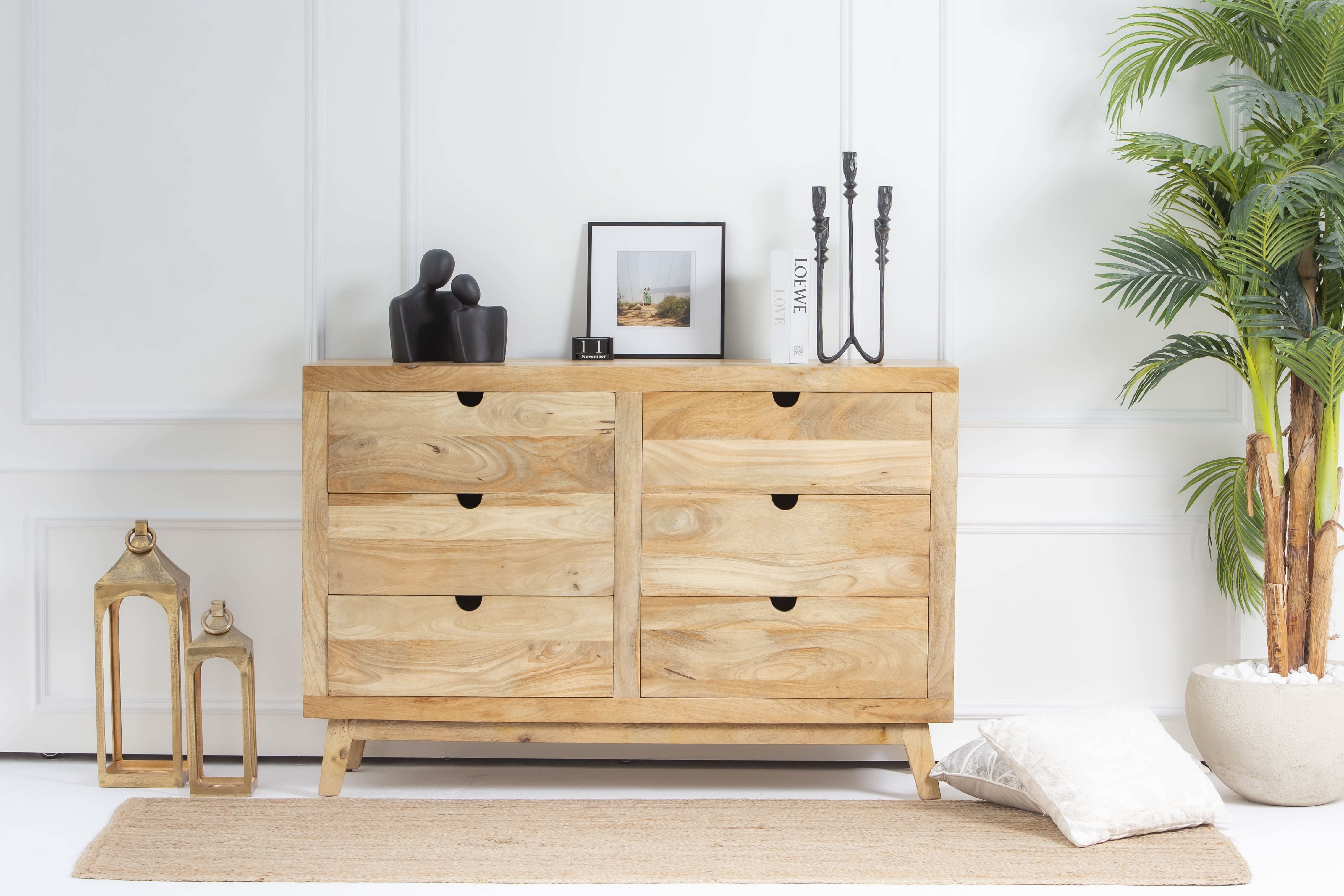 AUREVO WOODEN SIX DRAWER CHEST OF DRAWER - Art and craft furniture