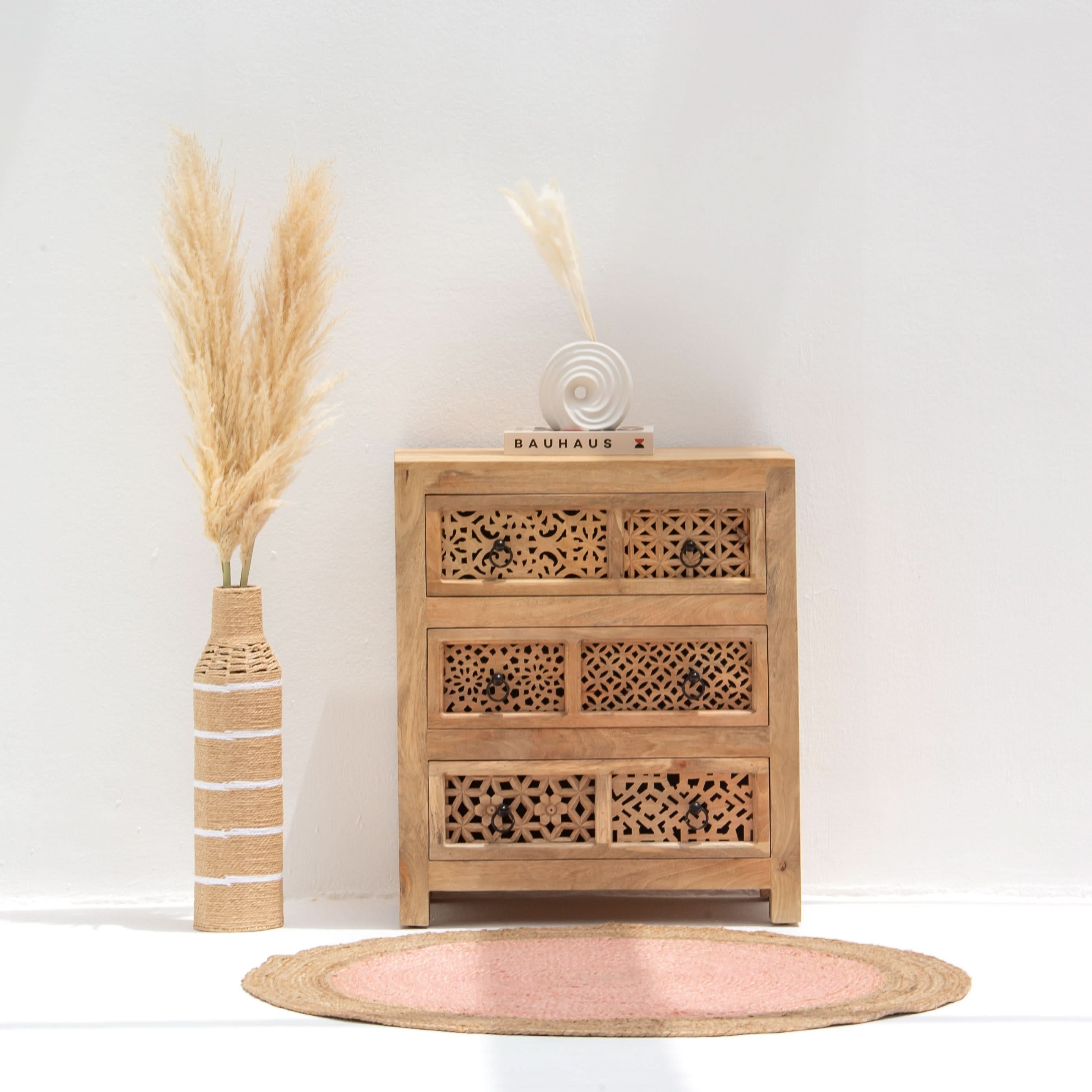 SIERRA WOODEN CARVING DRAWCHEST - Art and craft furniture