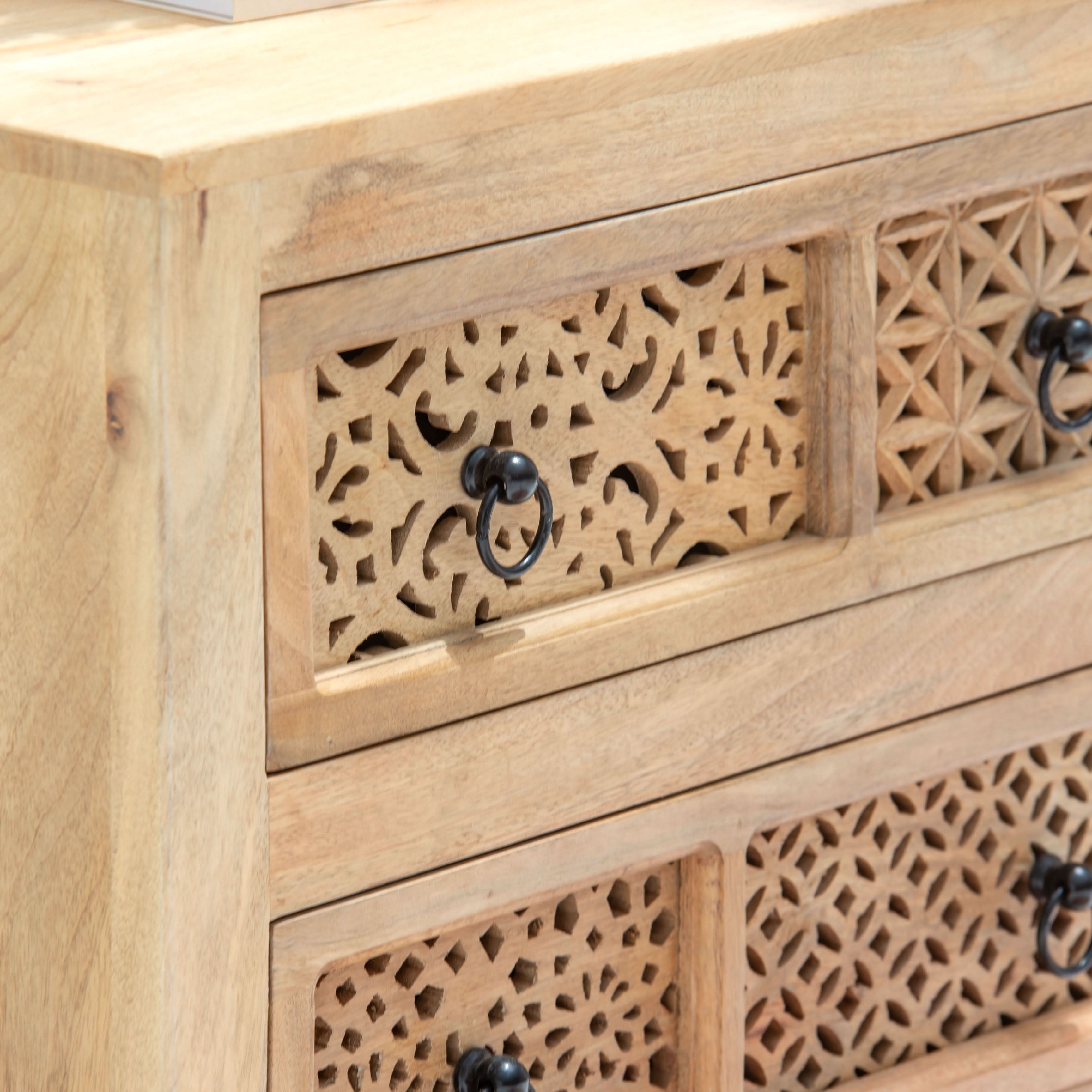 SIERRA WOODEN CARVING DRAWCHEST - Art and craft furniture