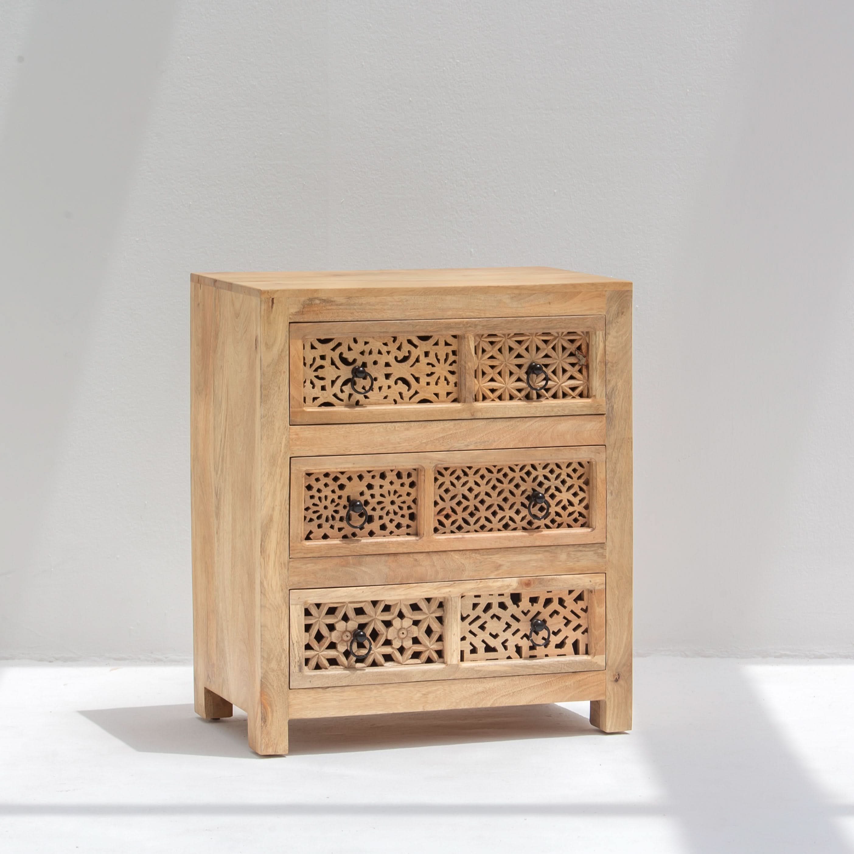 SIERRA WOODEN CARVING DRAWCHEST - Art and craft furniture