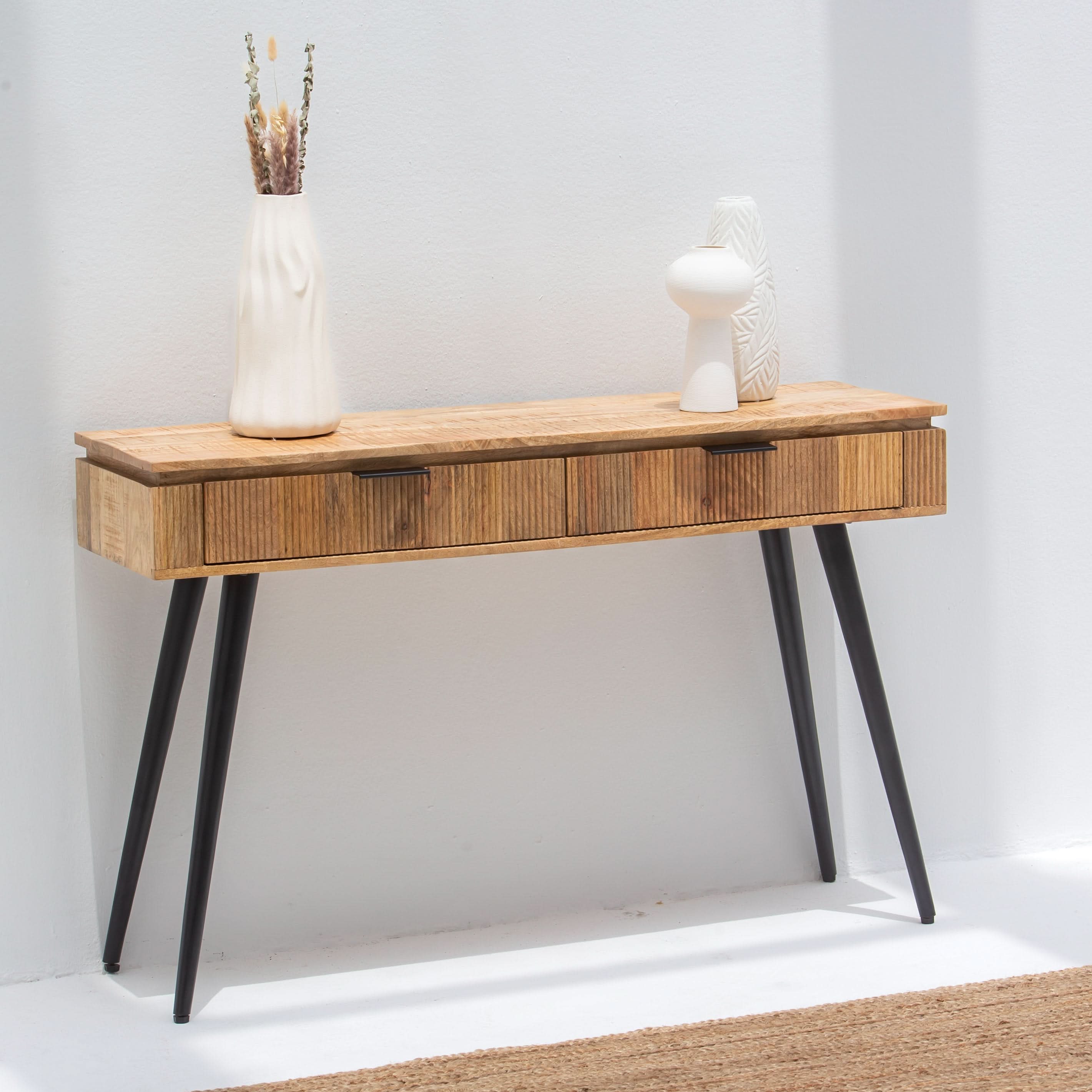 FLUTELINE WOODEN TWO DRAWER CONSOLE TABLE - Art and craft furniture