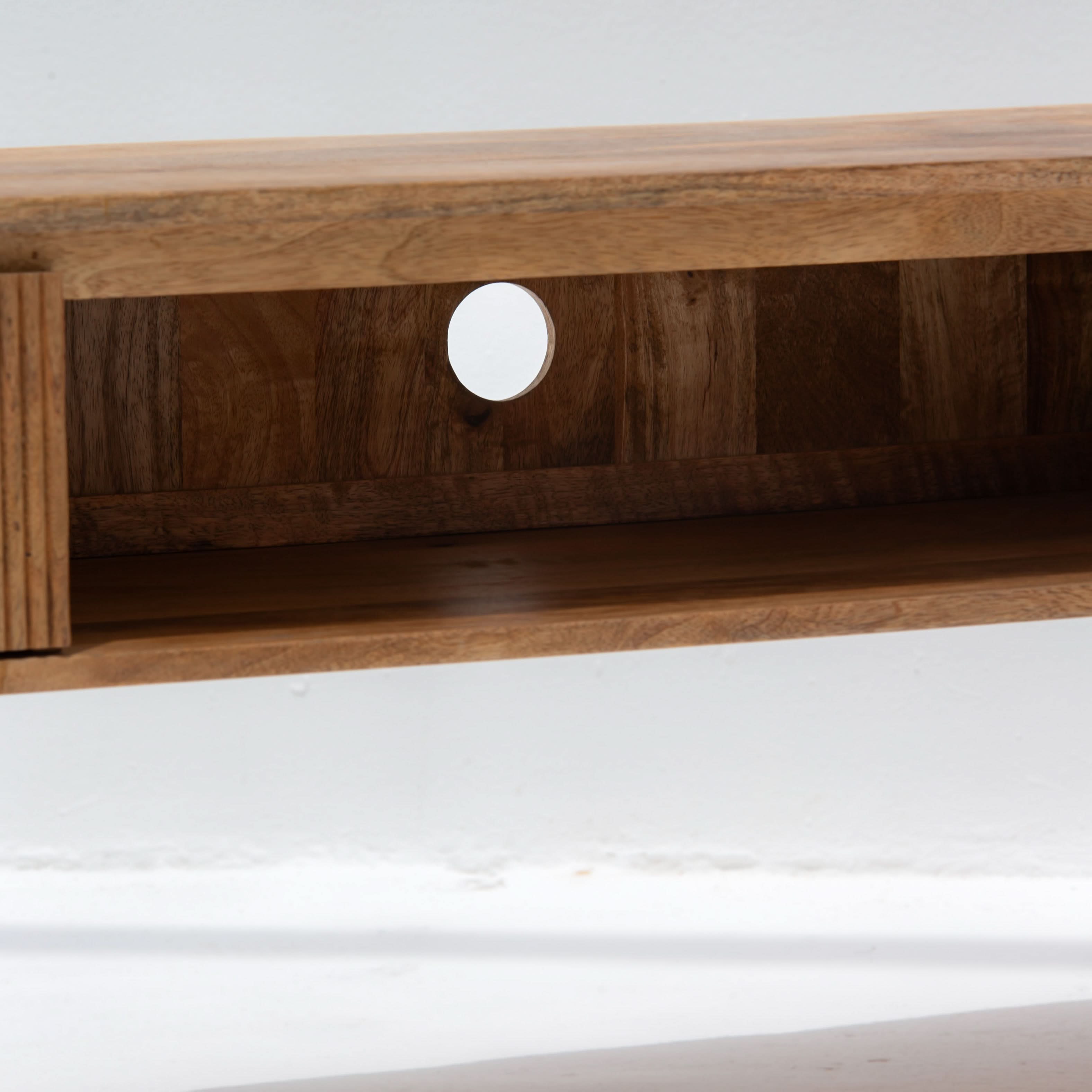 FLUTELINE WOODEN TWO DRAWER TV STAND - Art and craft furniture
