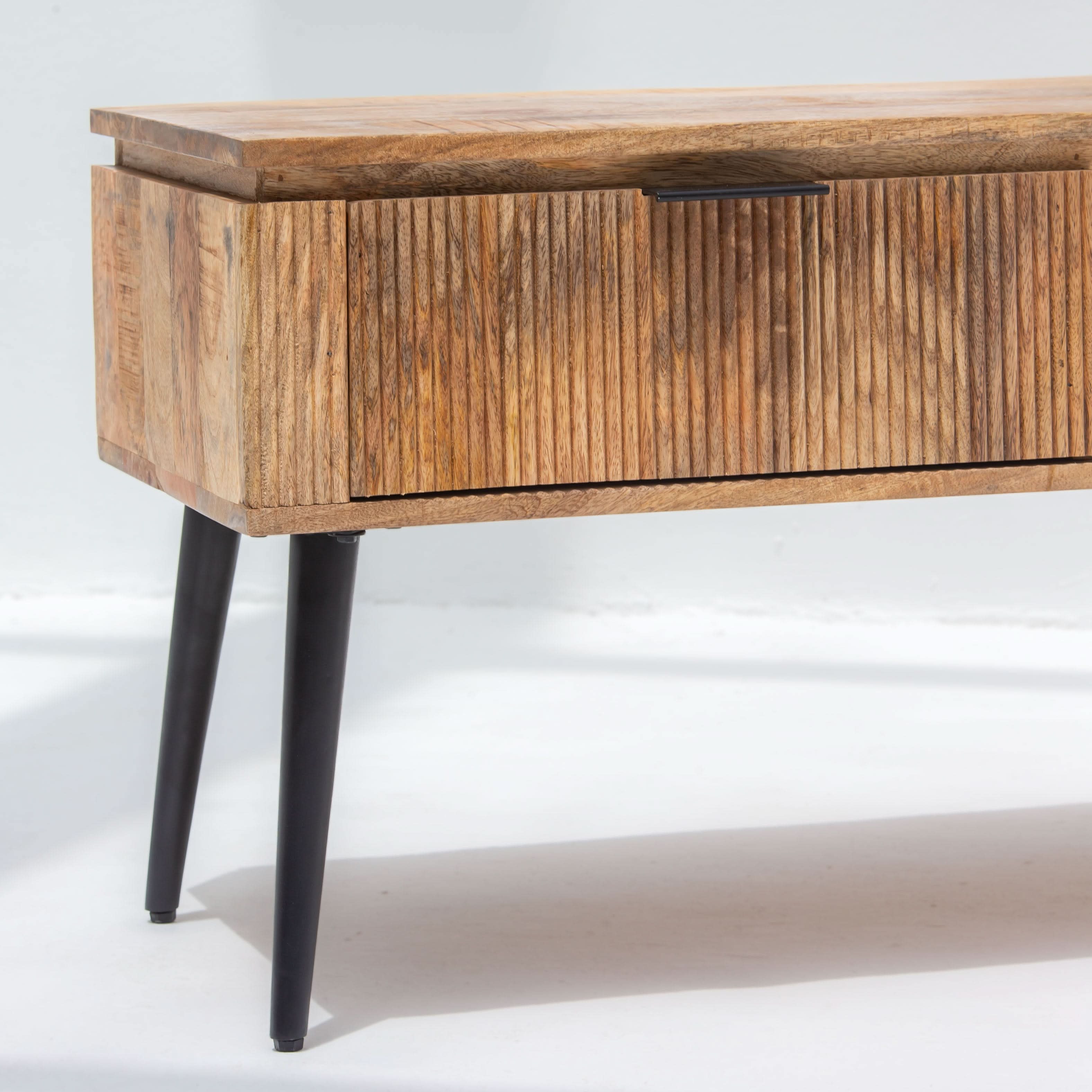 FLUTELINE WOODEN TWO DRAWER TV STAND - Art and craft furniture