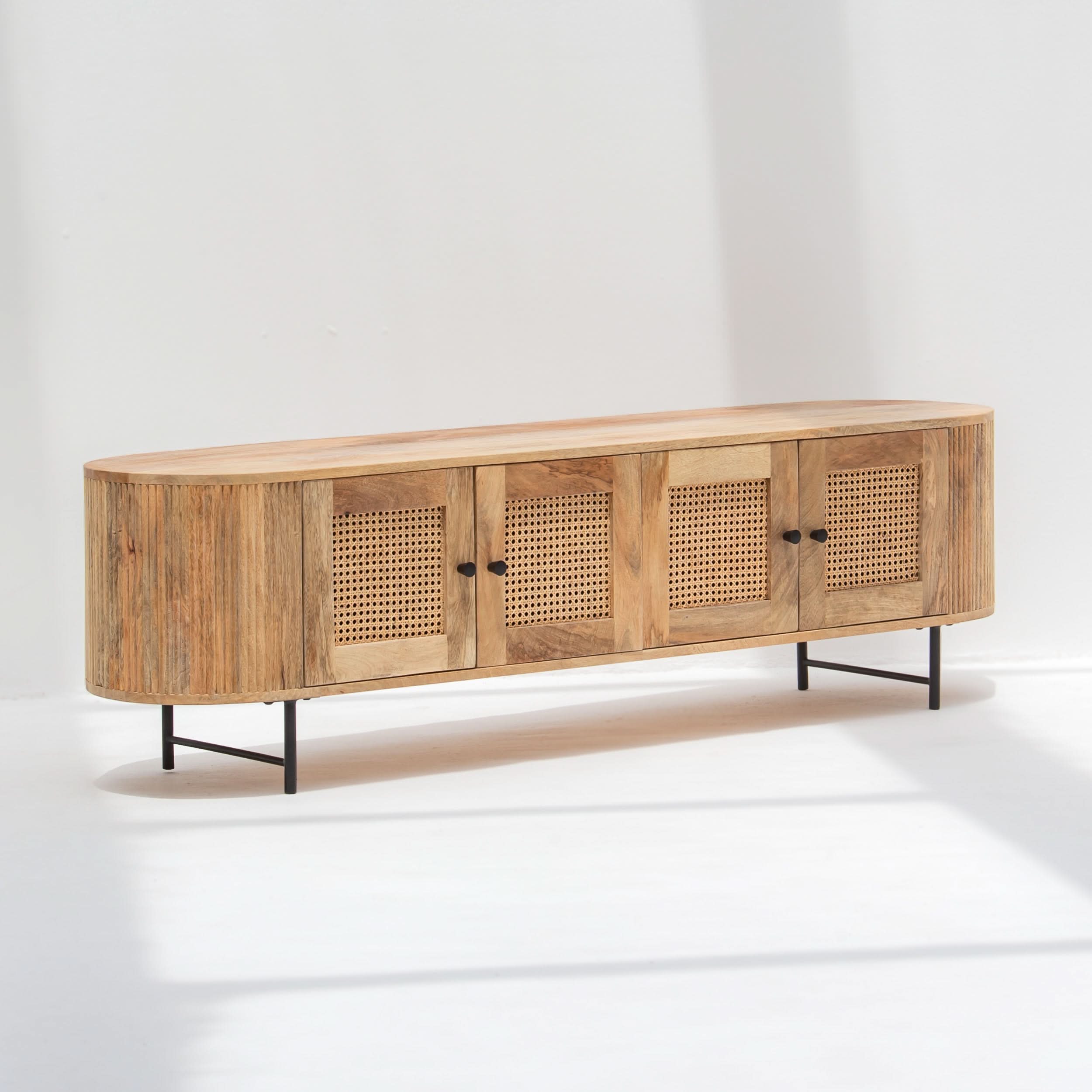 WINDSOR FOUR CANE DOOR TV STAND - Art and craft furniture