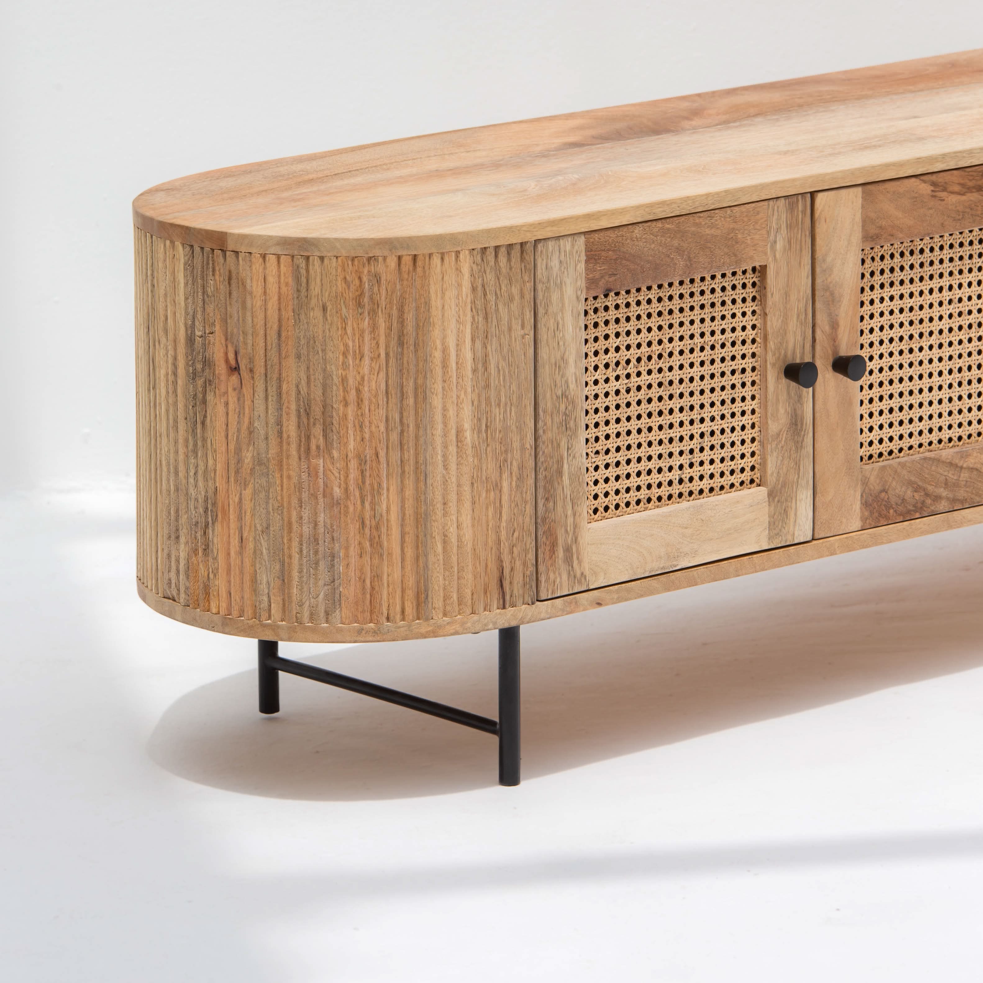 WINDSOR FOUR CANE DOOR TV STAND - Art and craft furniture