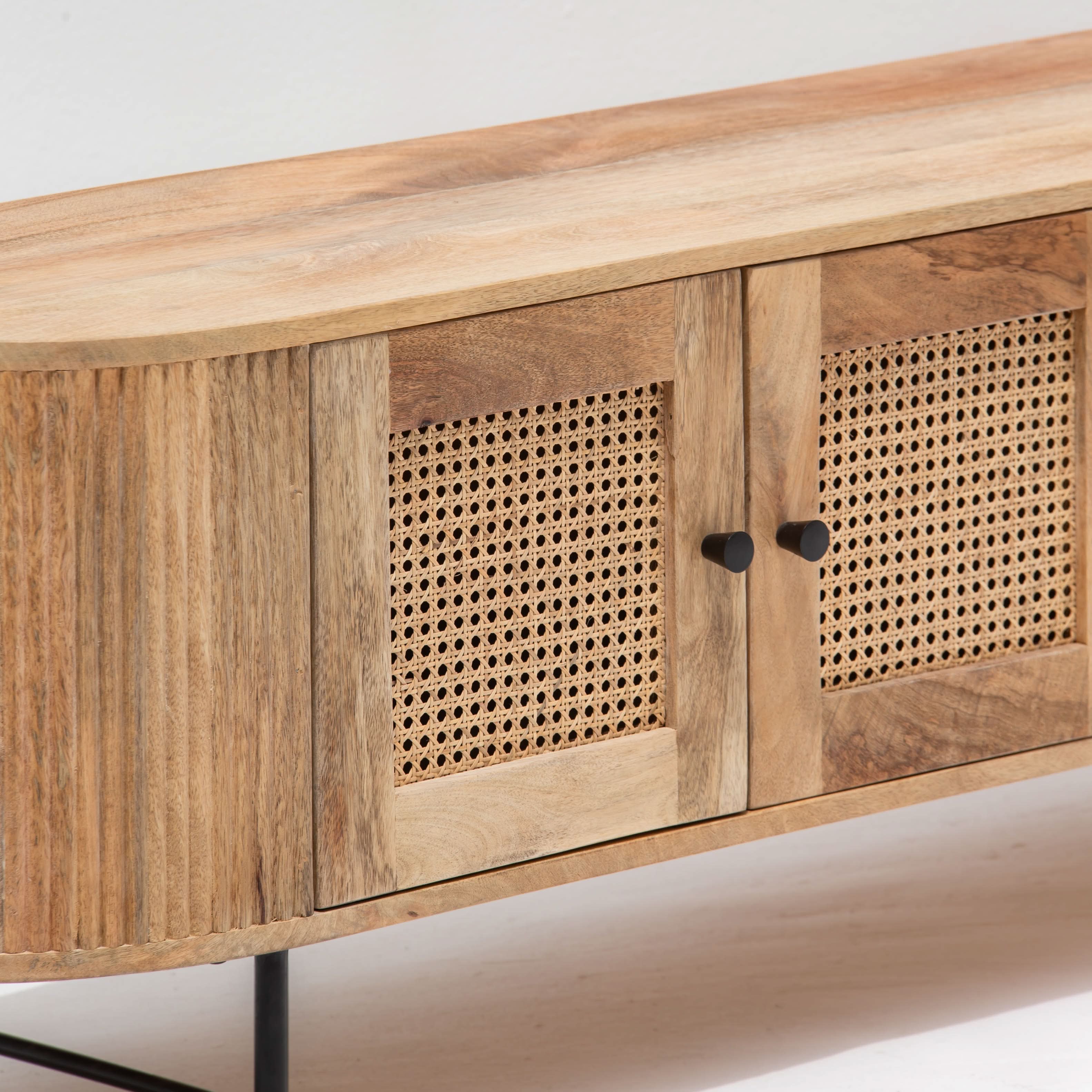 WINDSOR FOUR CANE DOOR TV STAND - Art and craft furniture