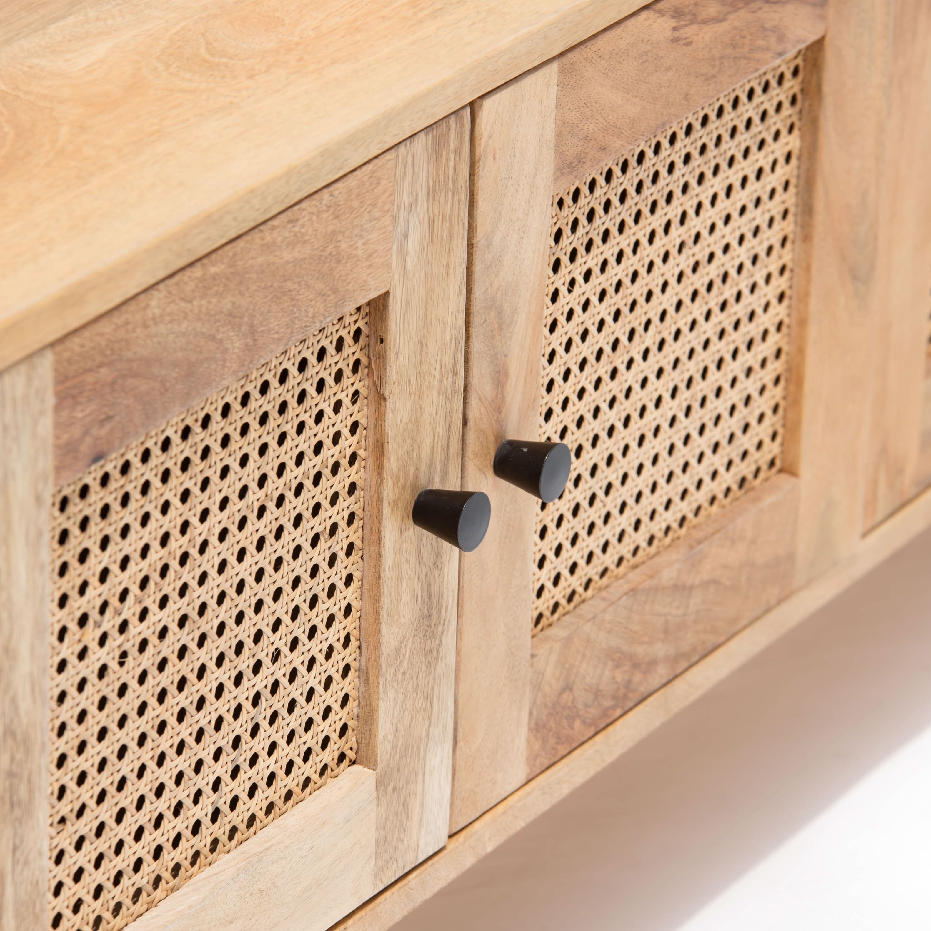 WINDSOR FOUR CANE DOOR TV STAND - Art and craft furniture