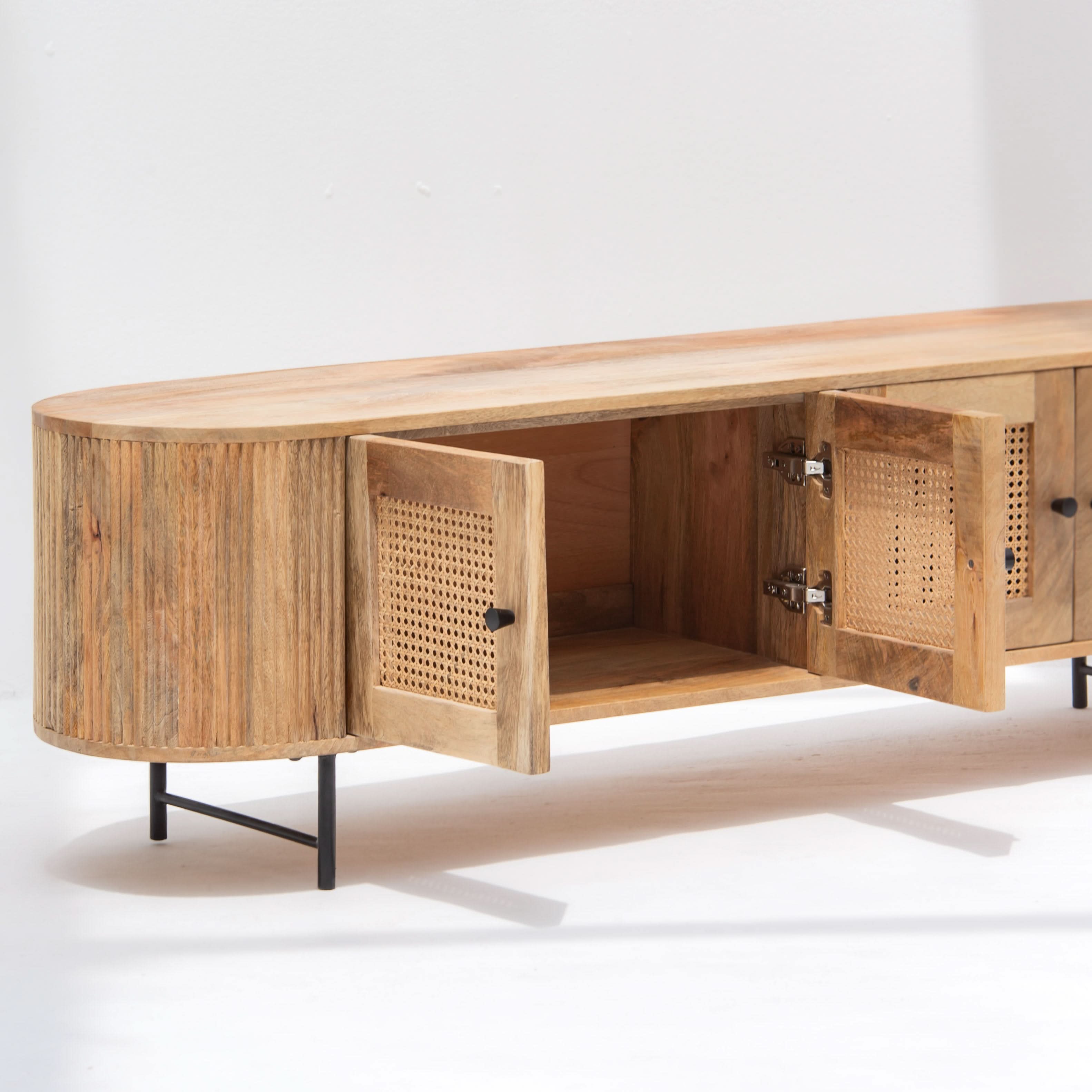 WINDSOR FOUR CANE DOOR TV STAND - Art and craft furniture
