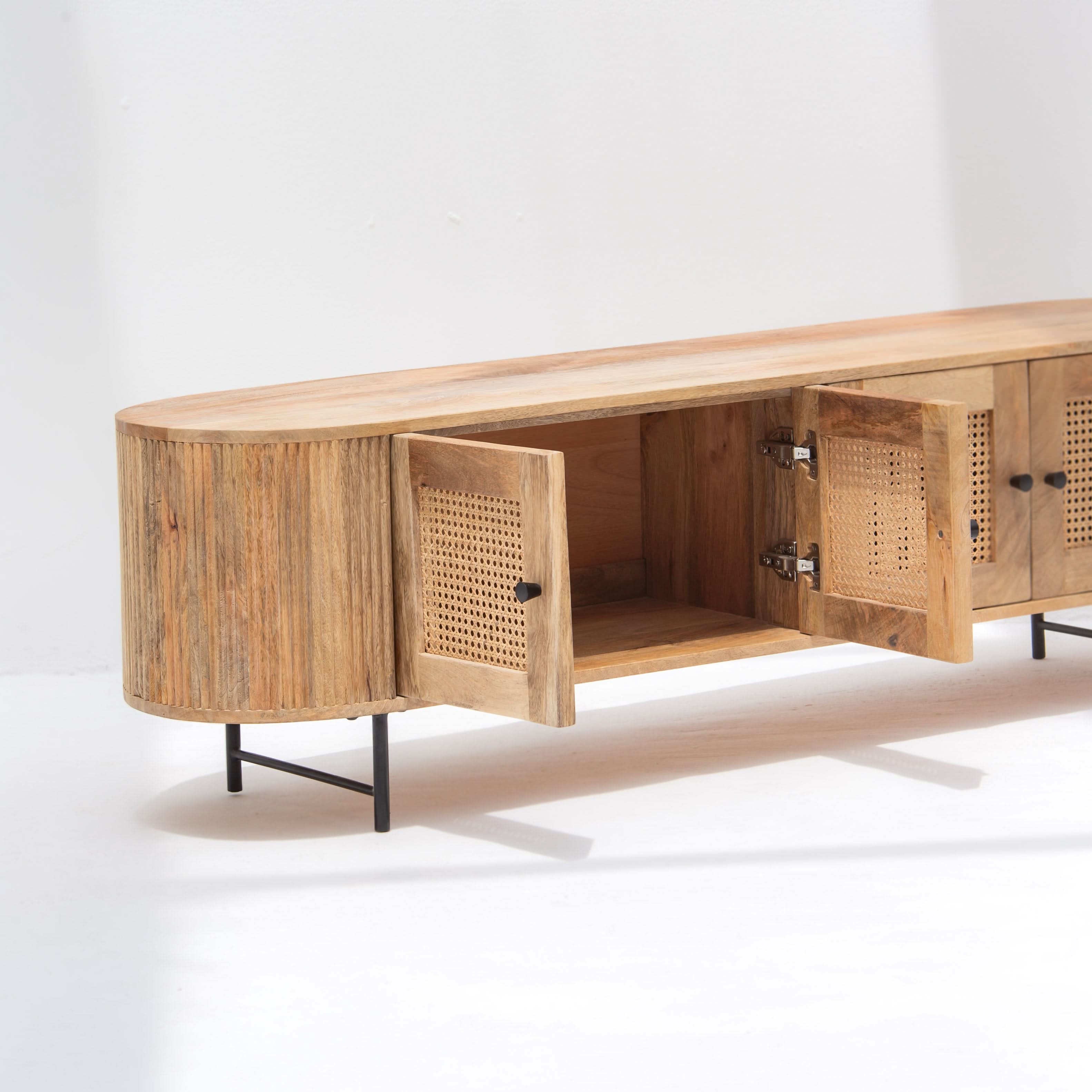 WINDSOR FOUR CANE DOOR TV STAND - Art and craft furniture