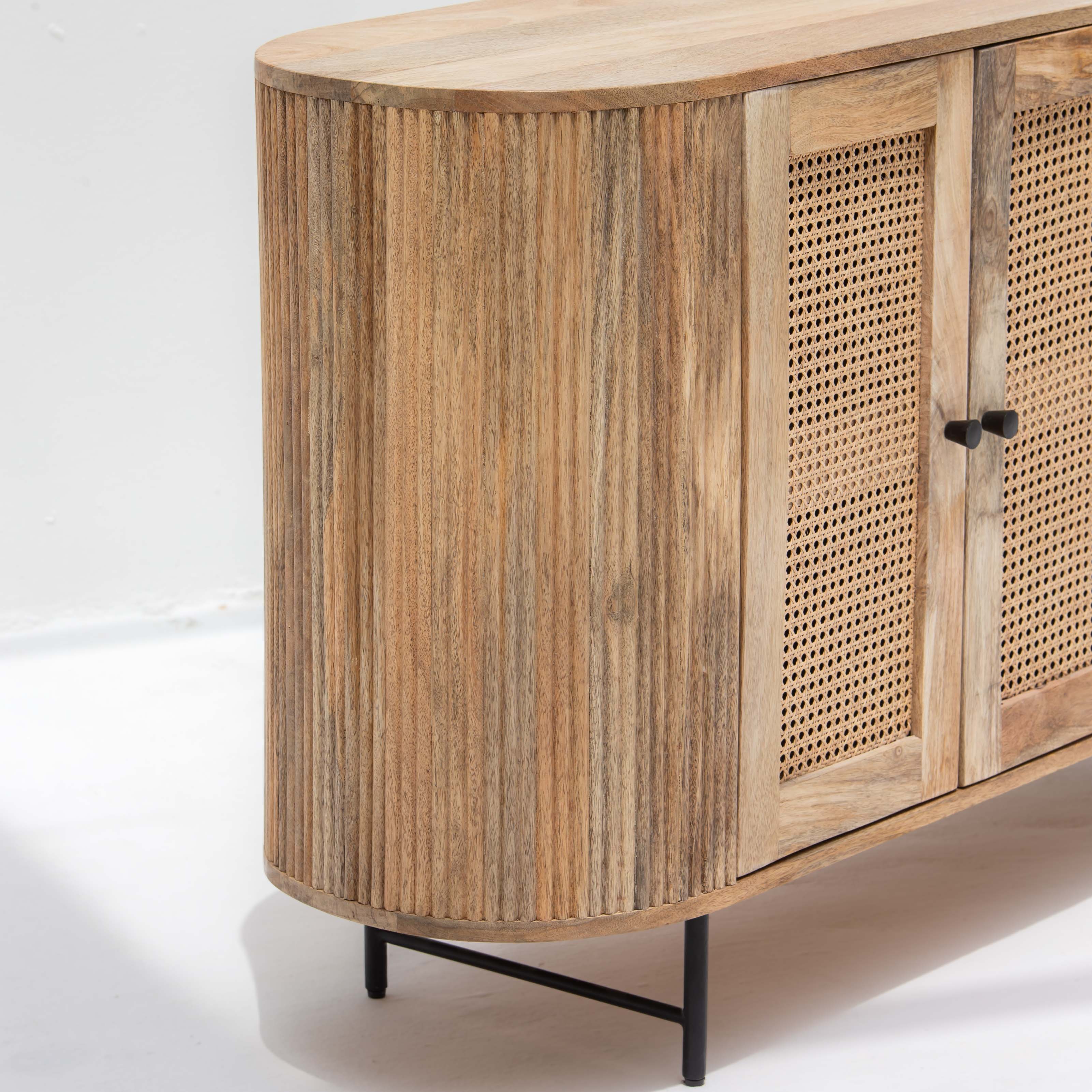 WINDSOR CANE THREE DOOR SIDE BOARD - Art and craft furniture