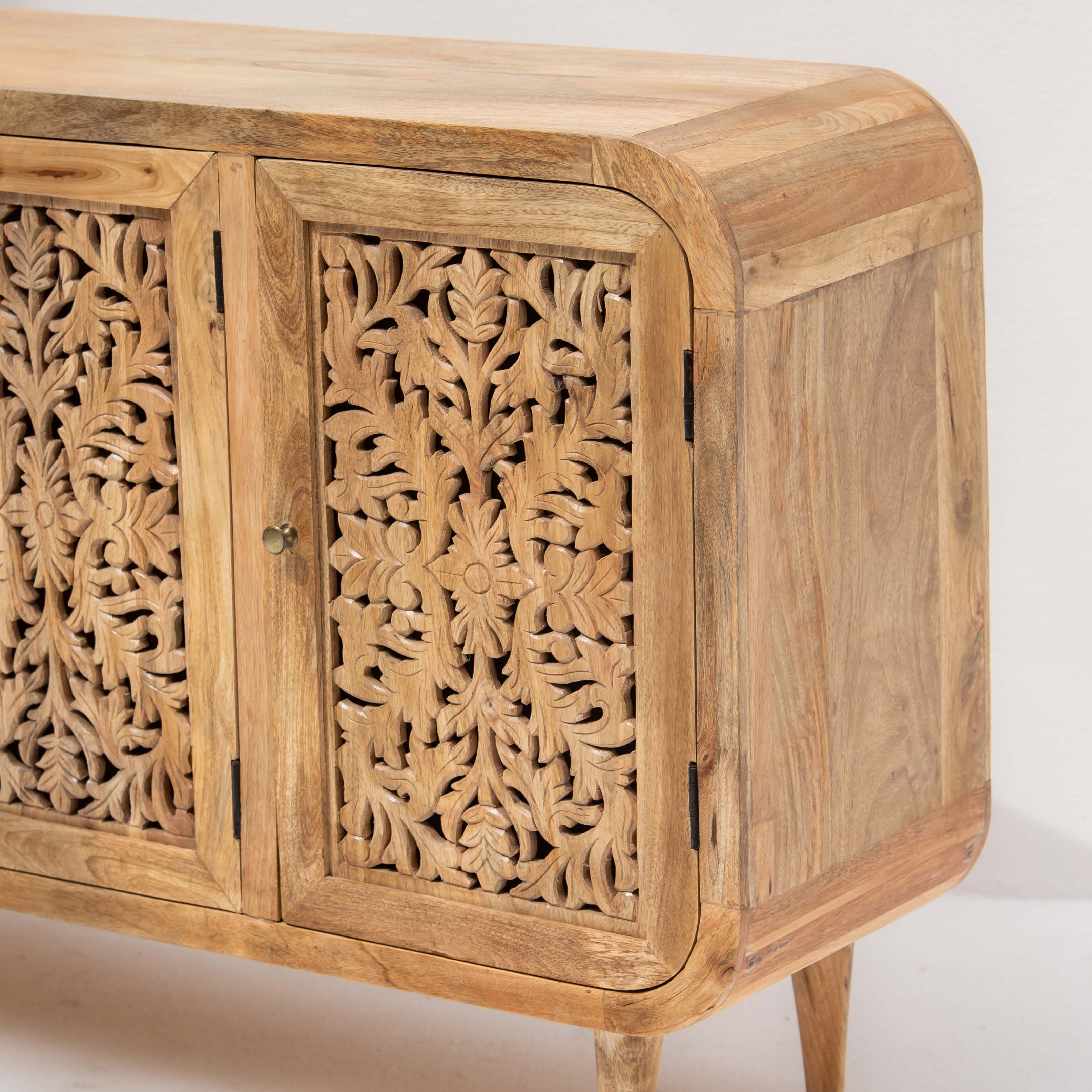 ZENVIA WOODEN CARWING FOUR DOOR SIDEBOARD - Art and craft furniture