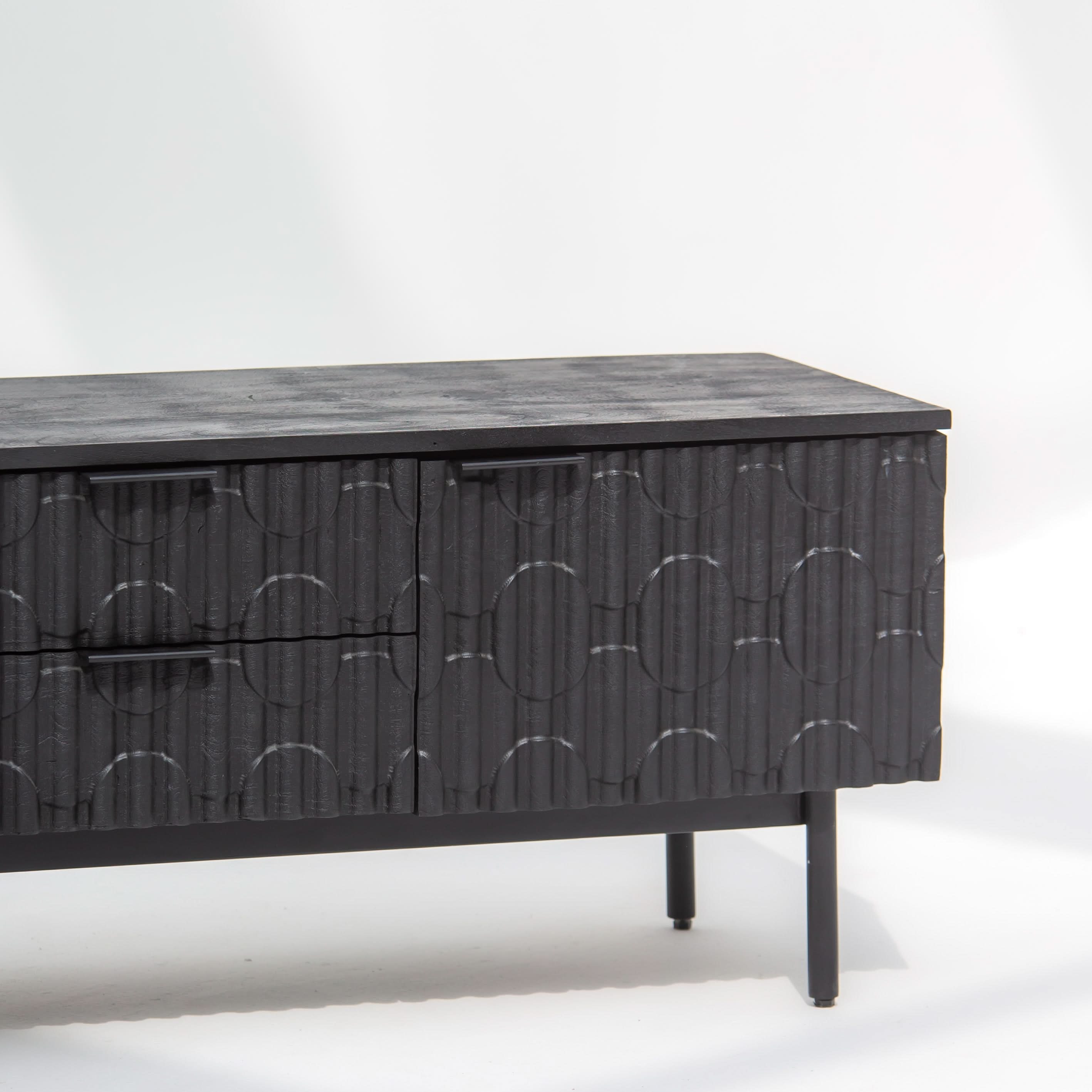 BLACK GALAXY TWO DRAWER THREE DOOR TV STAND - Art and craft furniture
