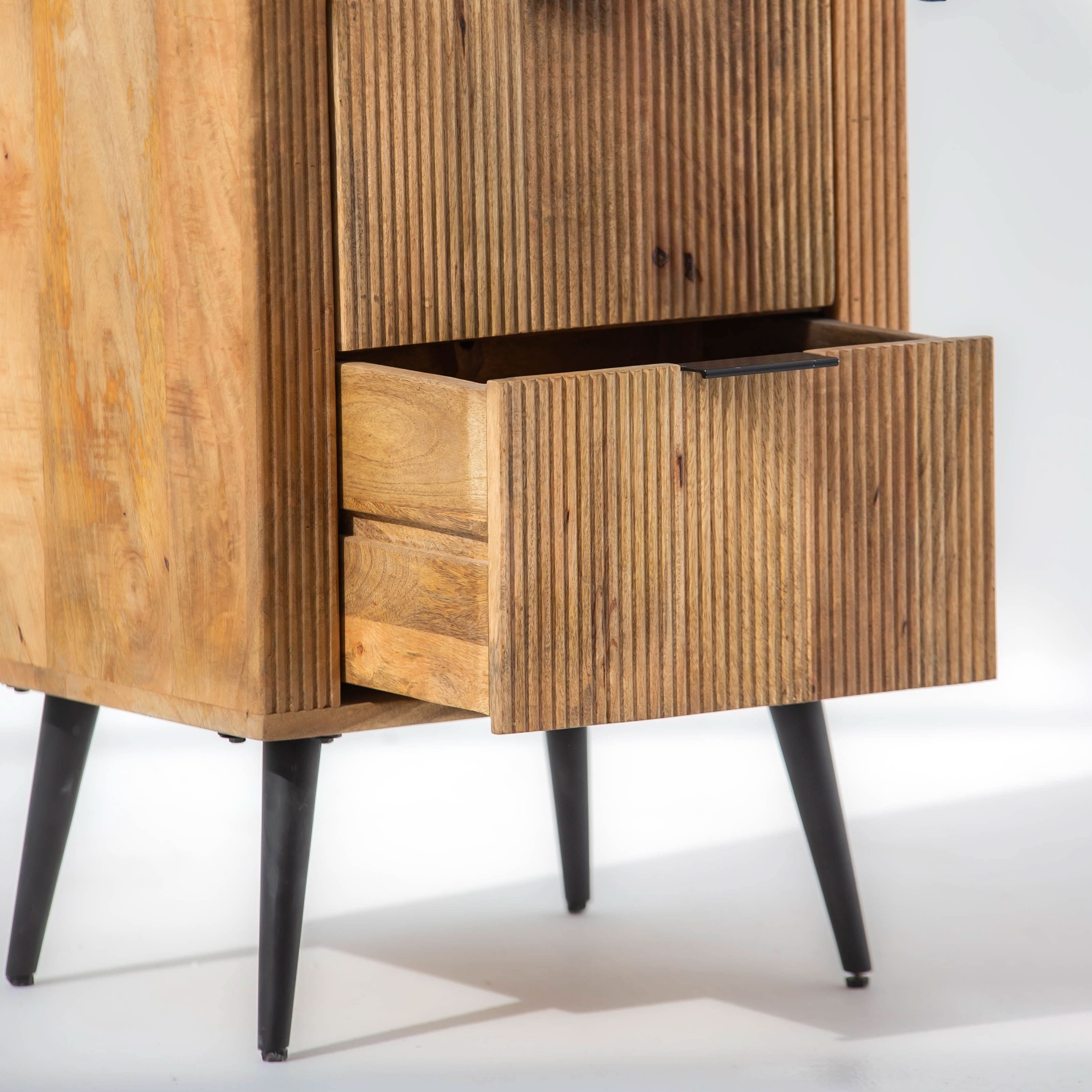 FLUTELINE WOODEN SIGNLE GLASS CABINET - Art and craft furniture