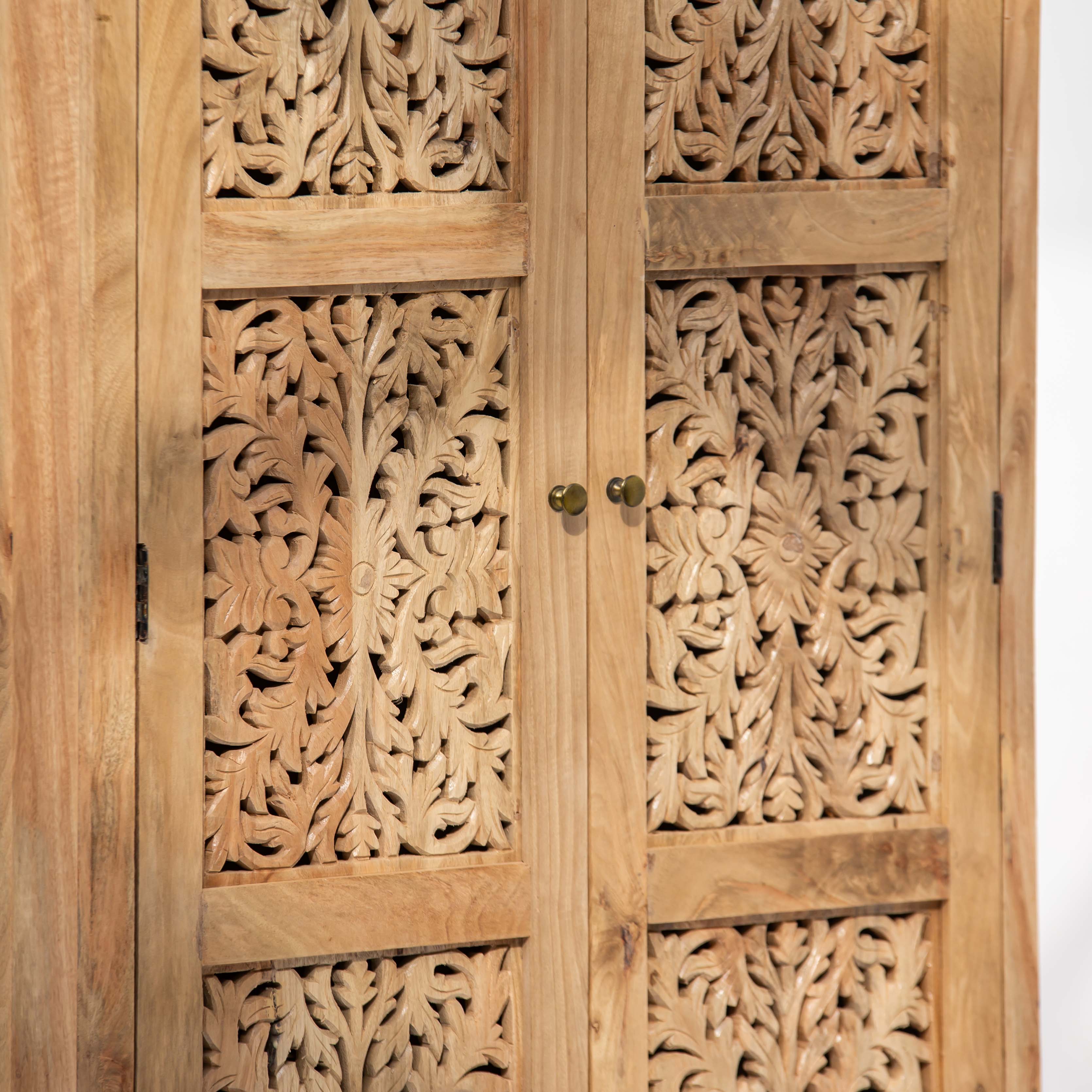 ZENVIA WOODEN CARWING TWO DOOR CABINET - Art and craft furniture