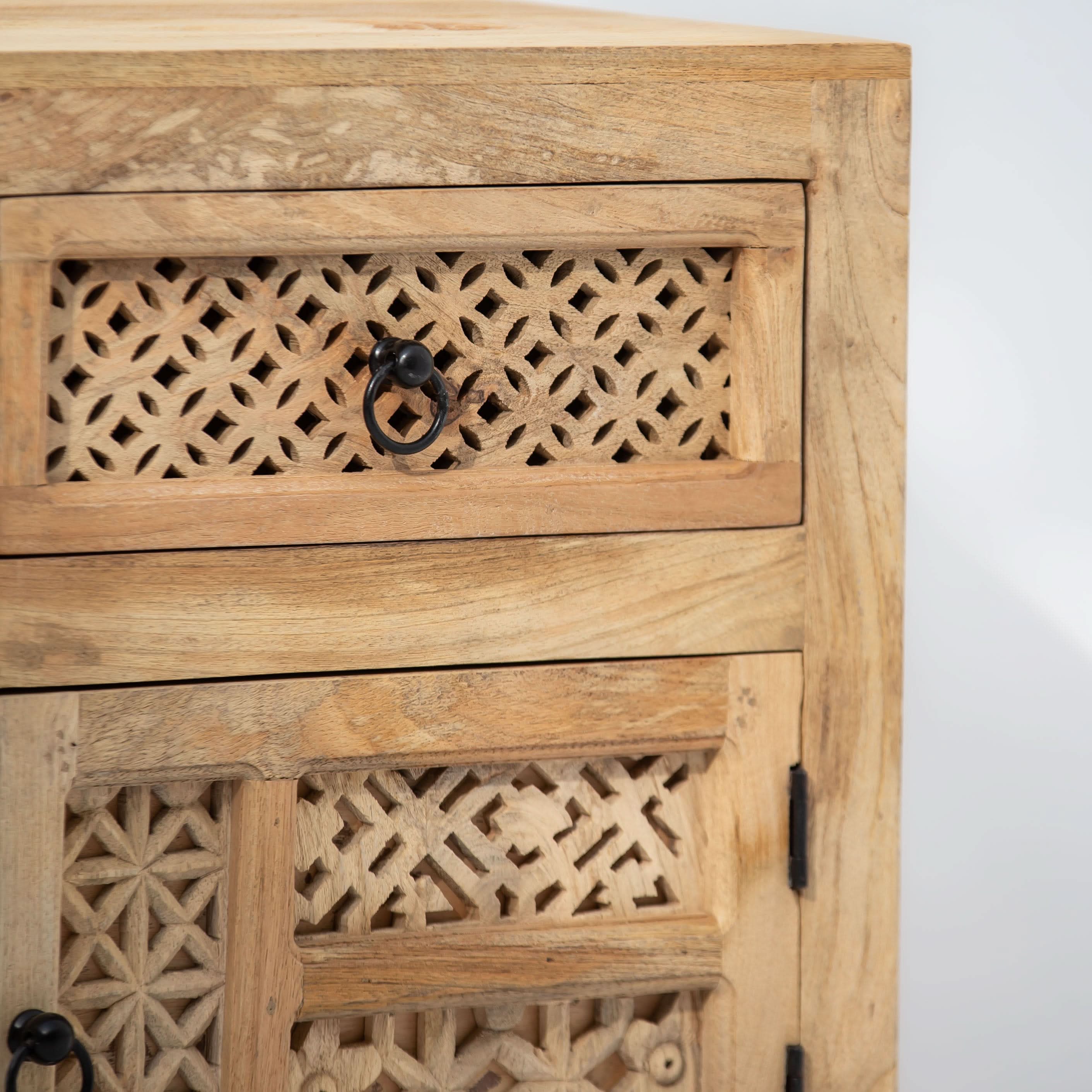 SIERRA WOODEN ONE DRAWER ONE DOOR NIGHTSTAND TABLE - Art and craft furniture