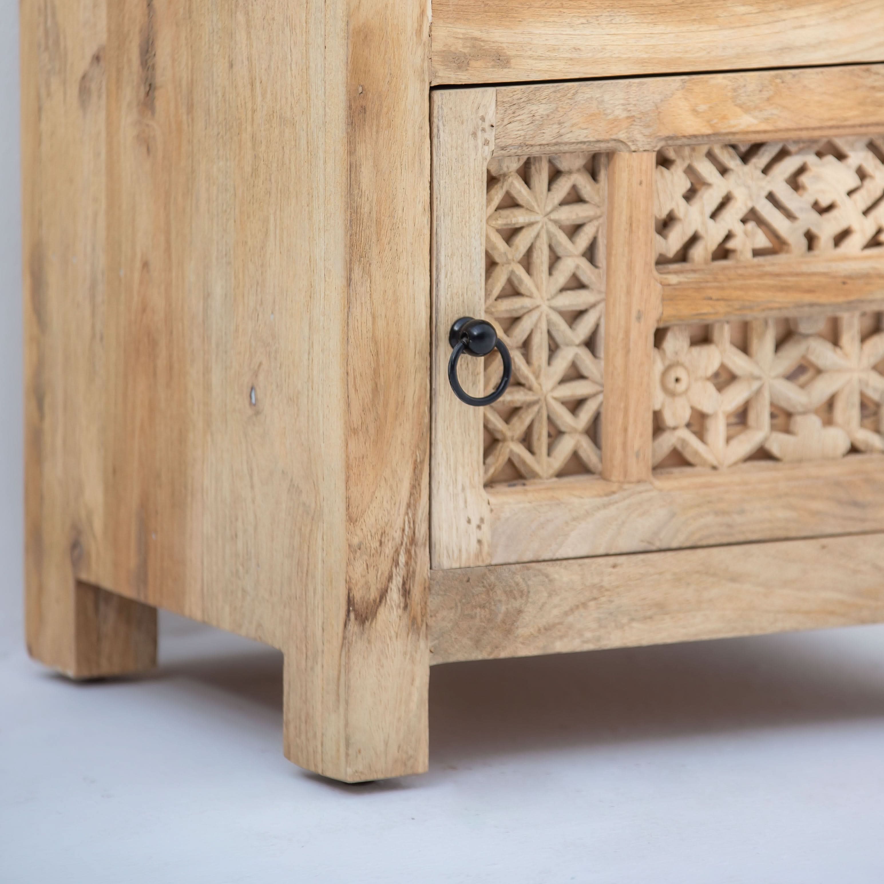 SIERRA WOODEN ONE DRAWER ONE DOOR NIGHTSTAND TABLE - Art and craft furniture
