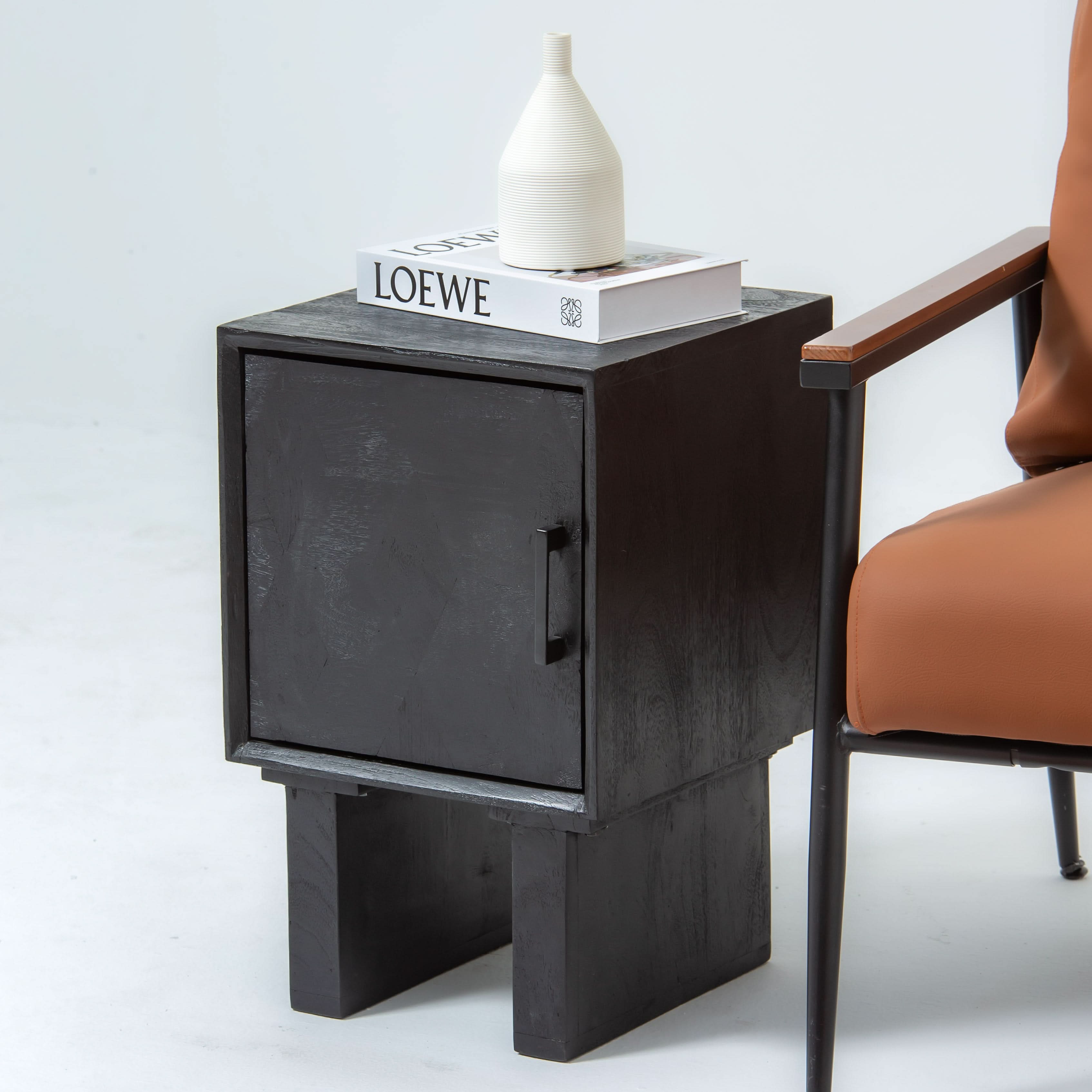 BARMER WOODEN ONE DOOR NIGHTSTAND TABLE - Art and craft furniture