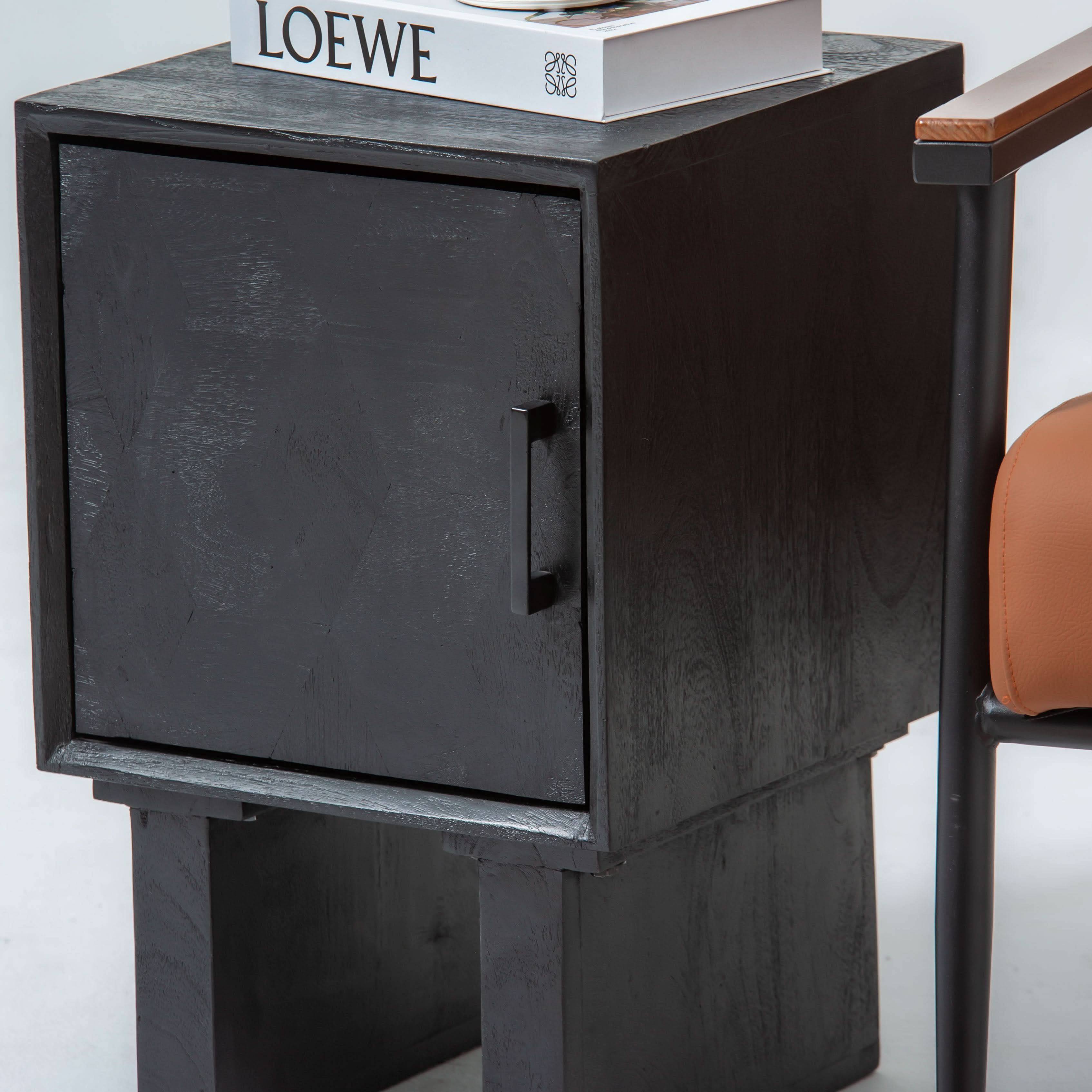BARMER WOODEN ONE DOOR NIGHTSTAND TABLE - Art and craft furniture
