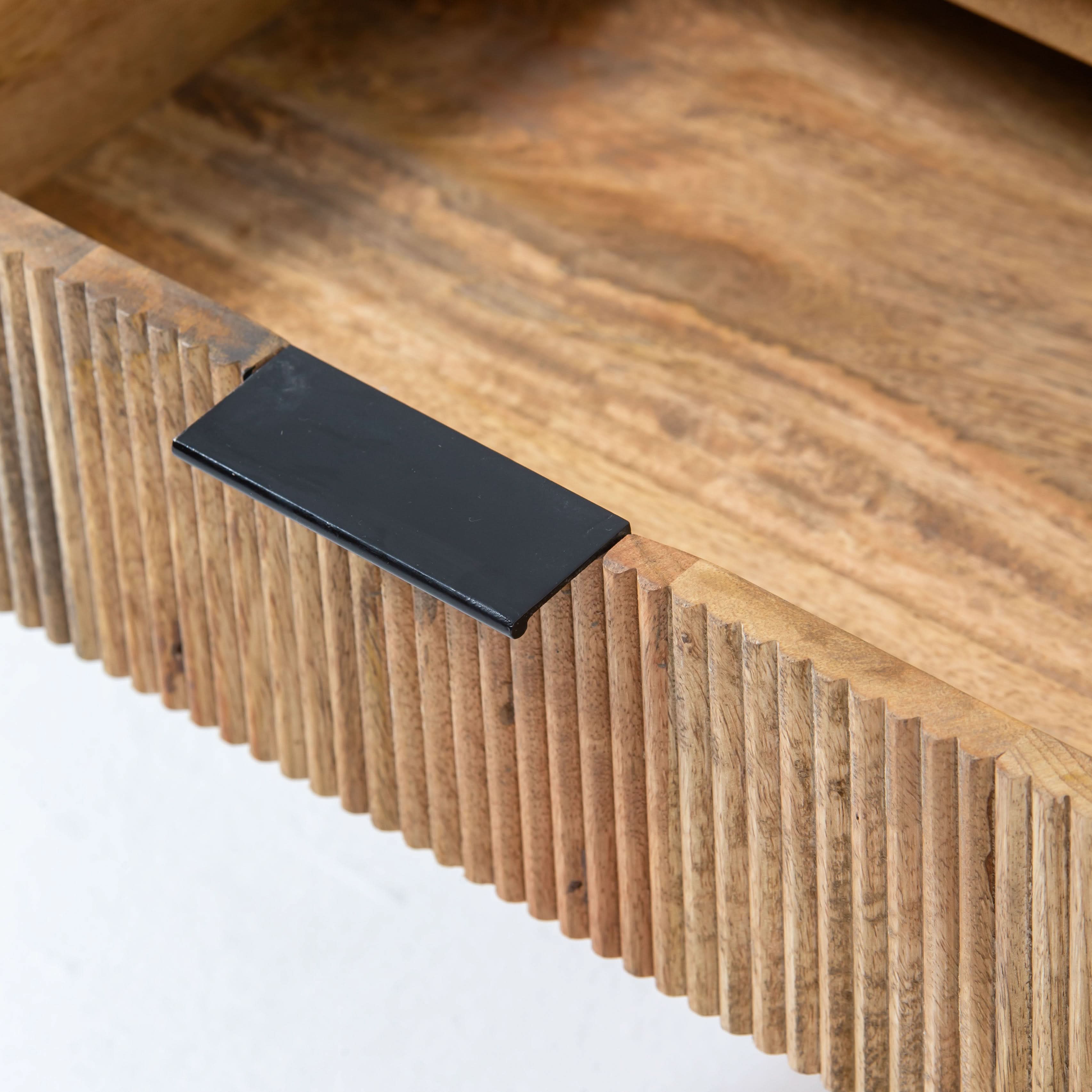 FLUTELINE WOODEN TWO DRAWER COFFEE TABLE - Art and craft furniture