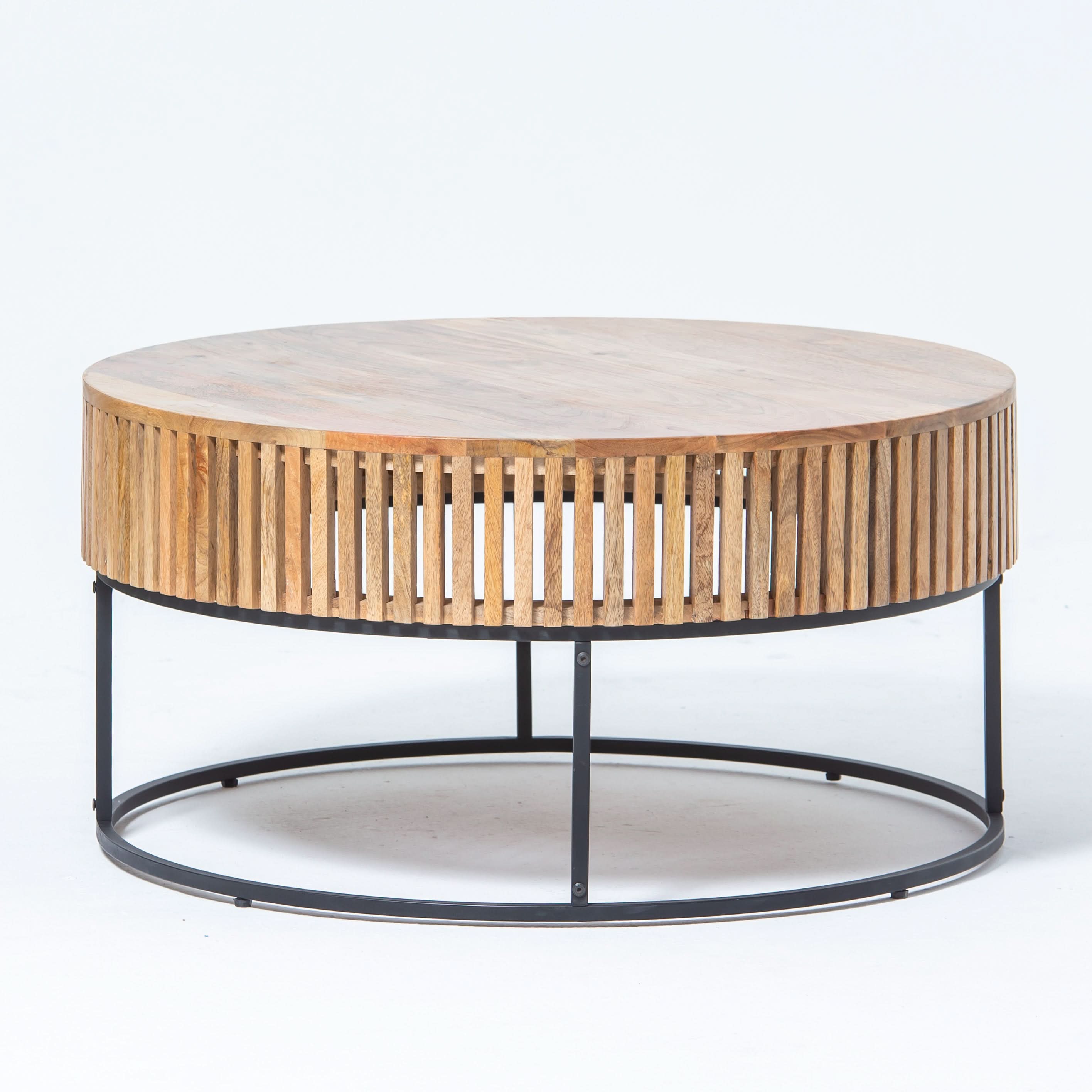MONTERA WOODEN ROUND COFFEE TABLE - Art and craft furniture