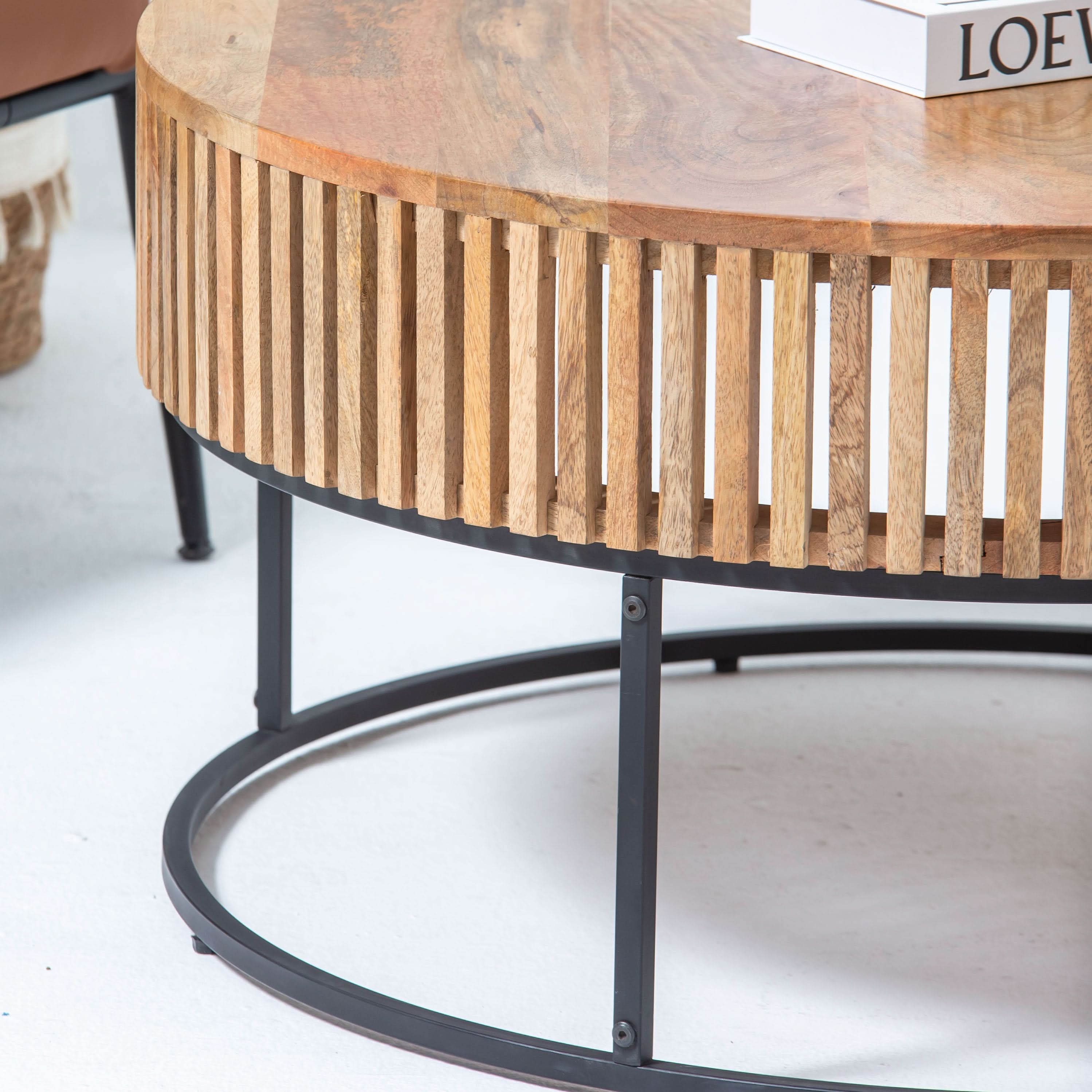 MONTERA WOODEN ROUND COFFEE TABLE - Art and craft furniture