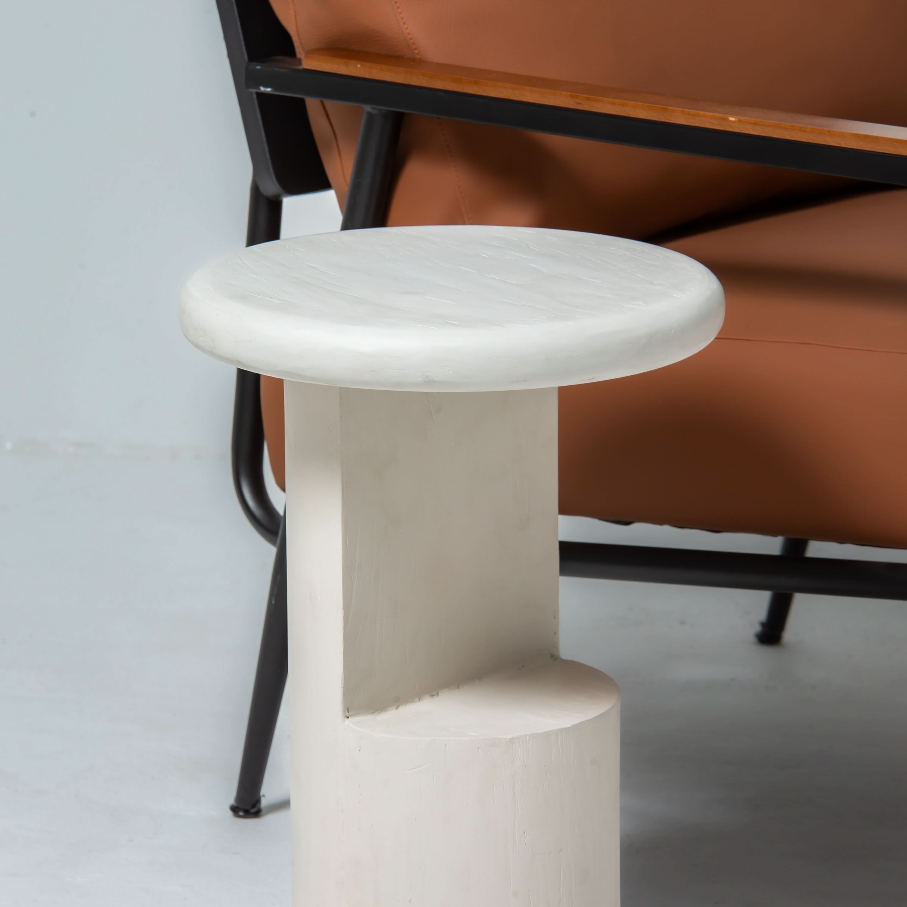 DANISH WHITE WOODEN SIDETABLE - Art and craft furniture