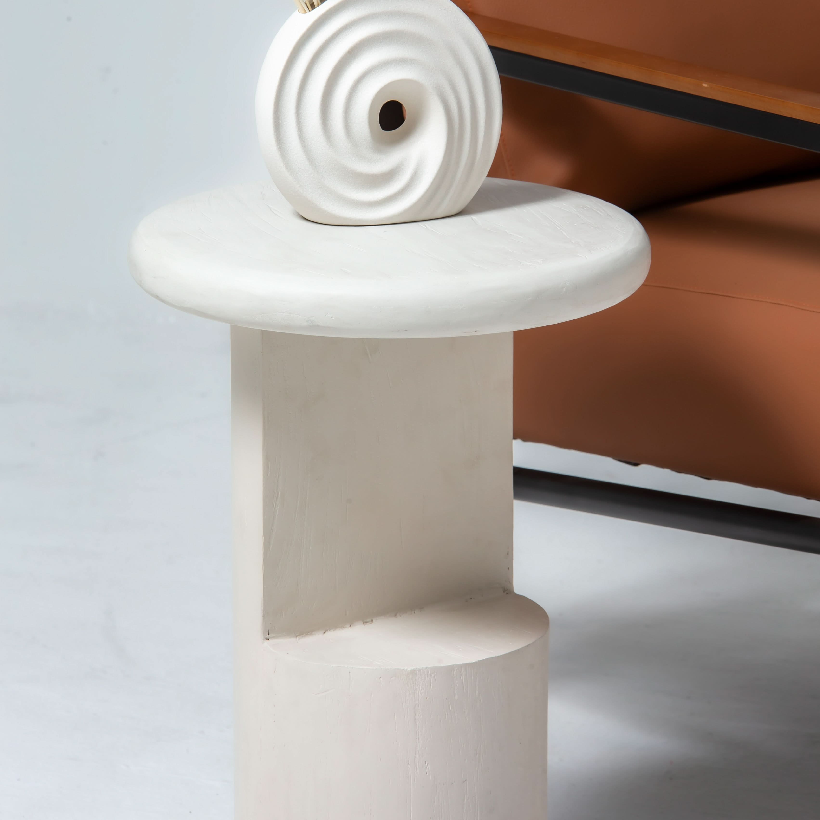 DANISH WHITE WOODEN SIDETABLE - Art and craft furniture