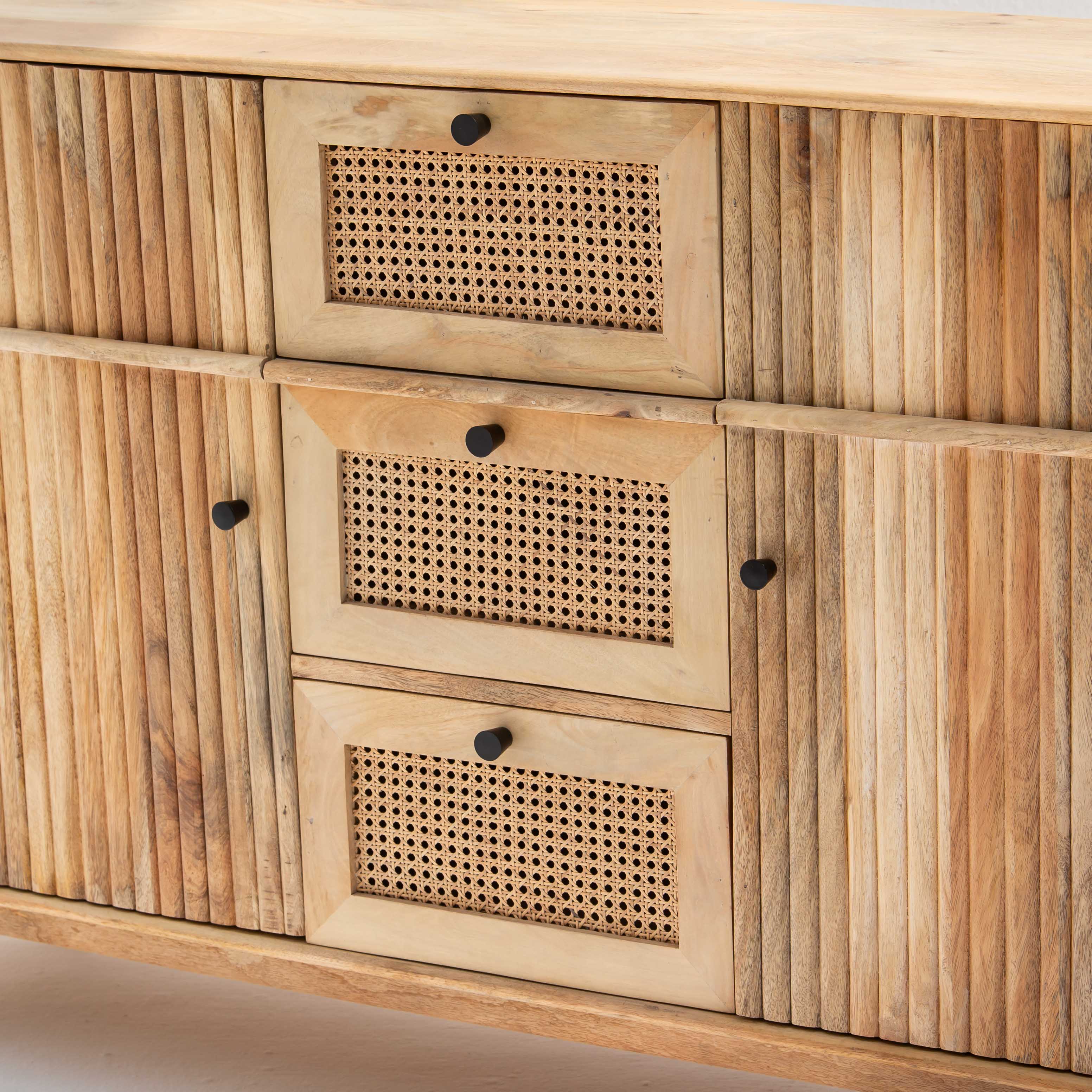 LUWIN LINING THREE CANE FTD DRAWER TWO WDN DOOR SIDEBOARD - Art and craft furniture