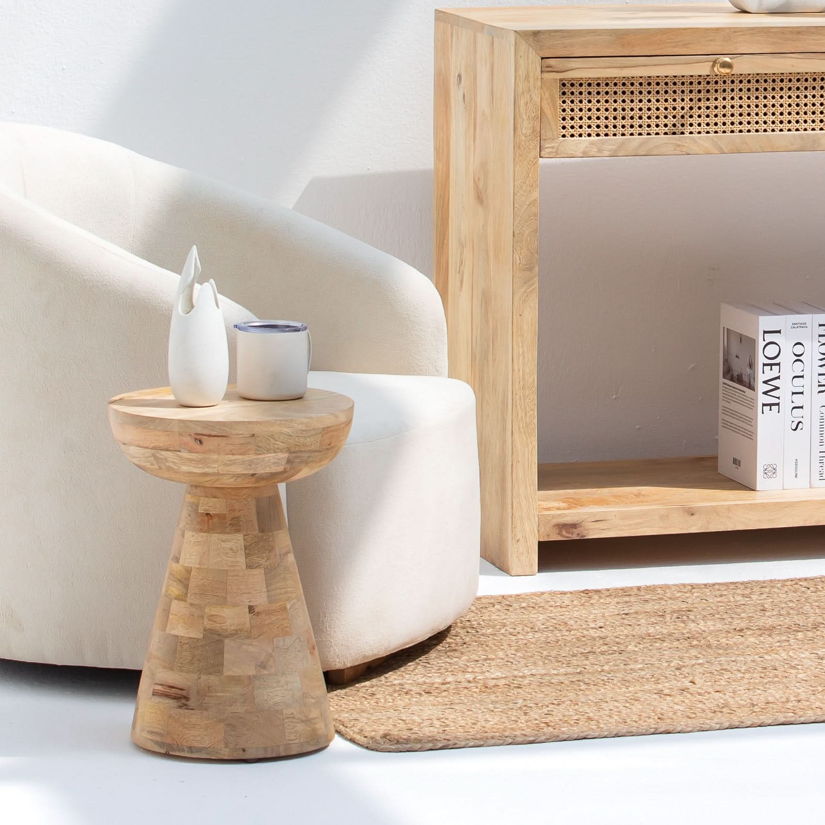 AUREVO WOODEN SIDE TABLE - Art and craft furniture