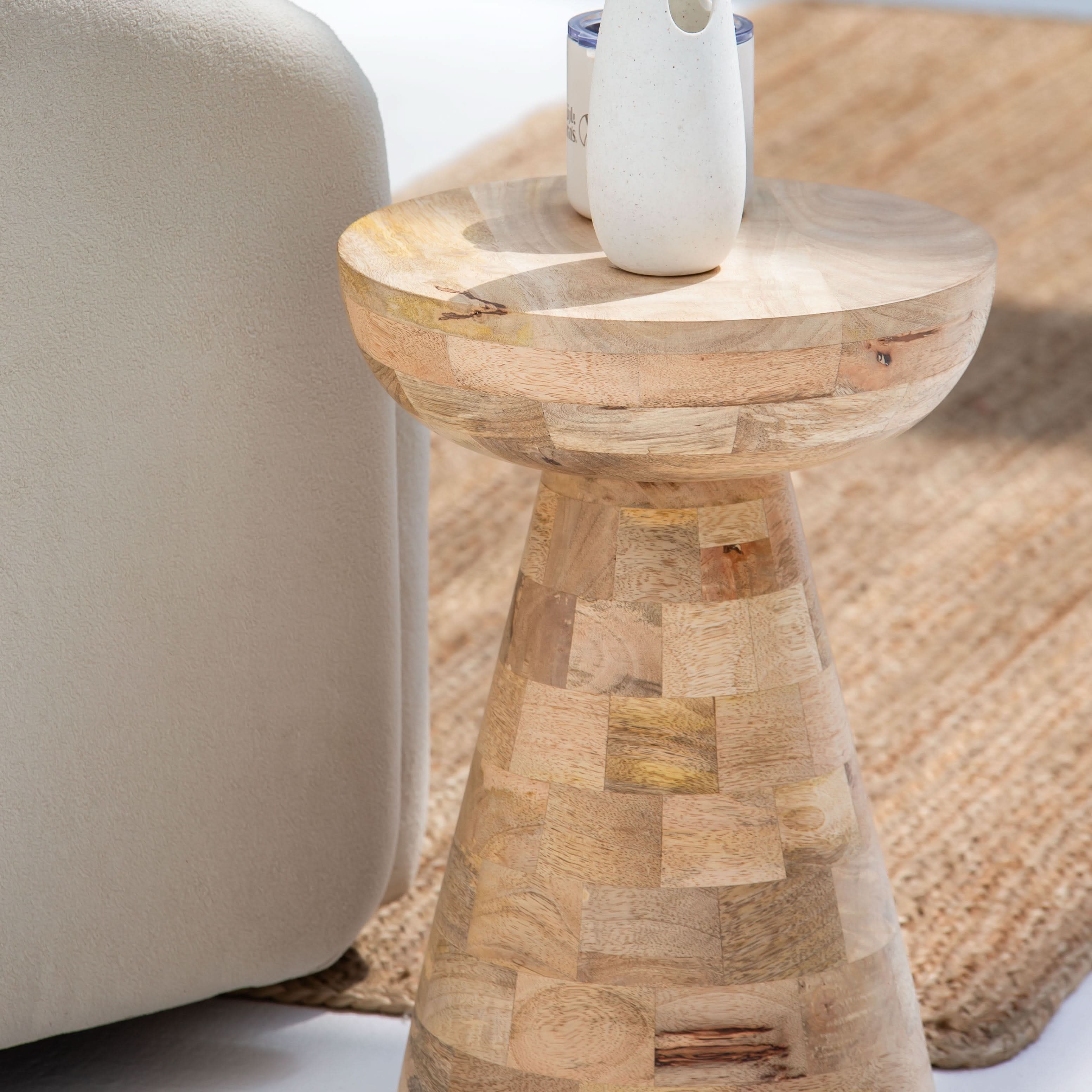 AUREVO WOODEN SIDE TABLE - Art and craft furniture