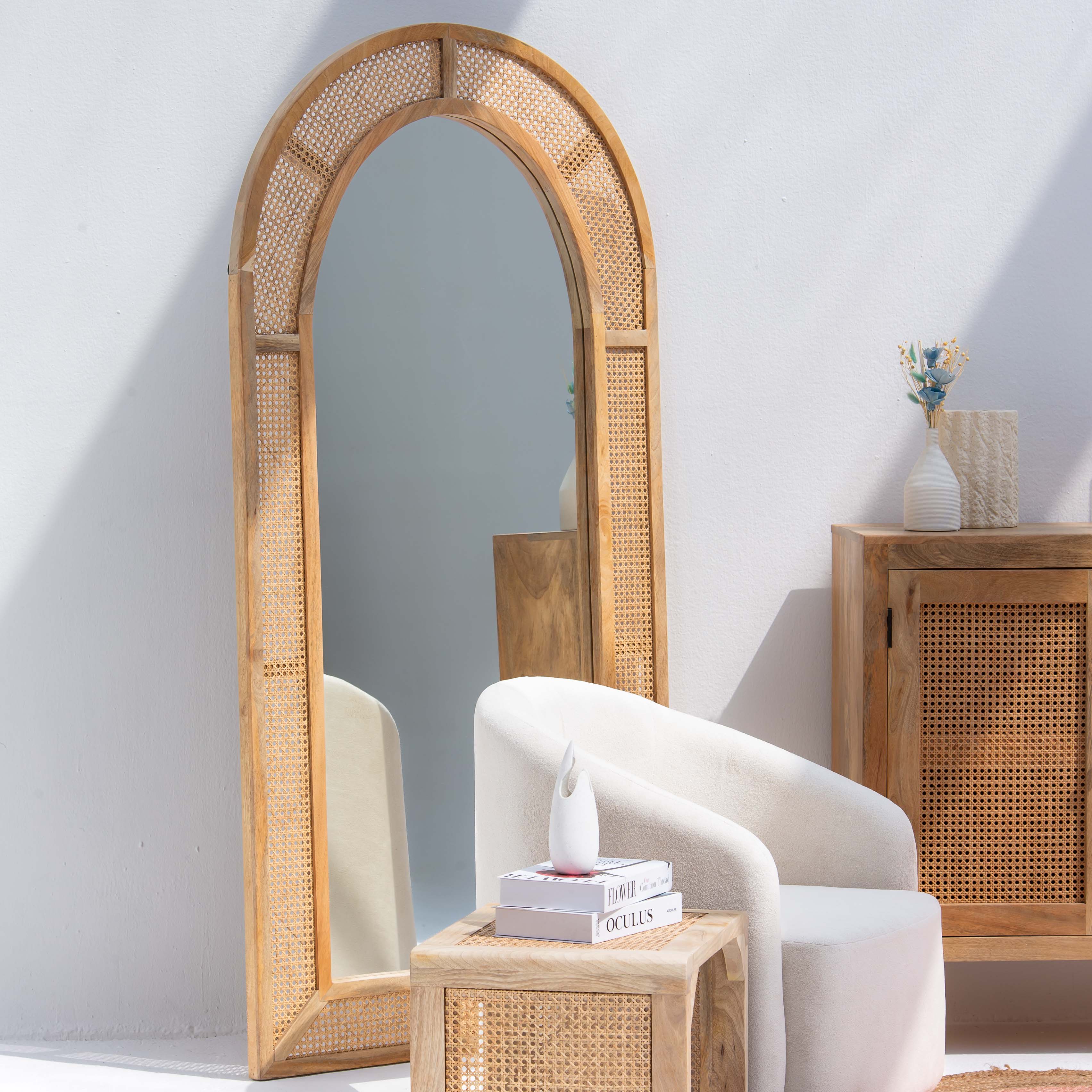 CANOVIA CANE ROUND TOP MIRROR FRAME - Art and craft furniture