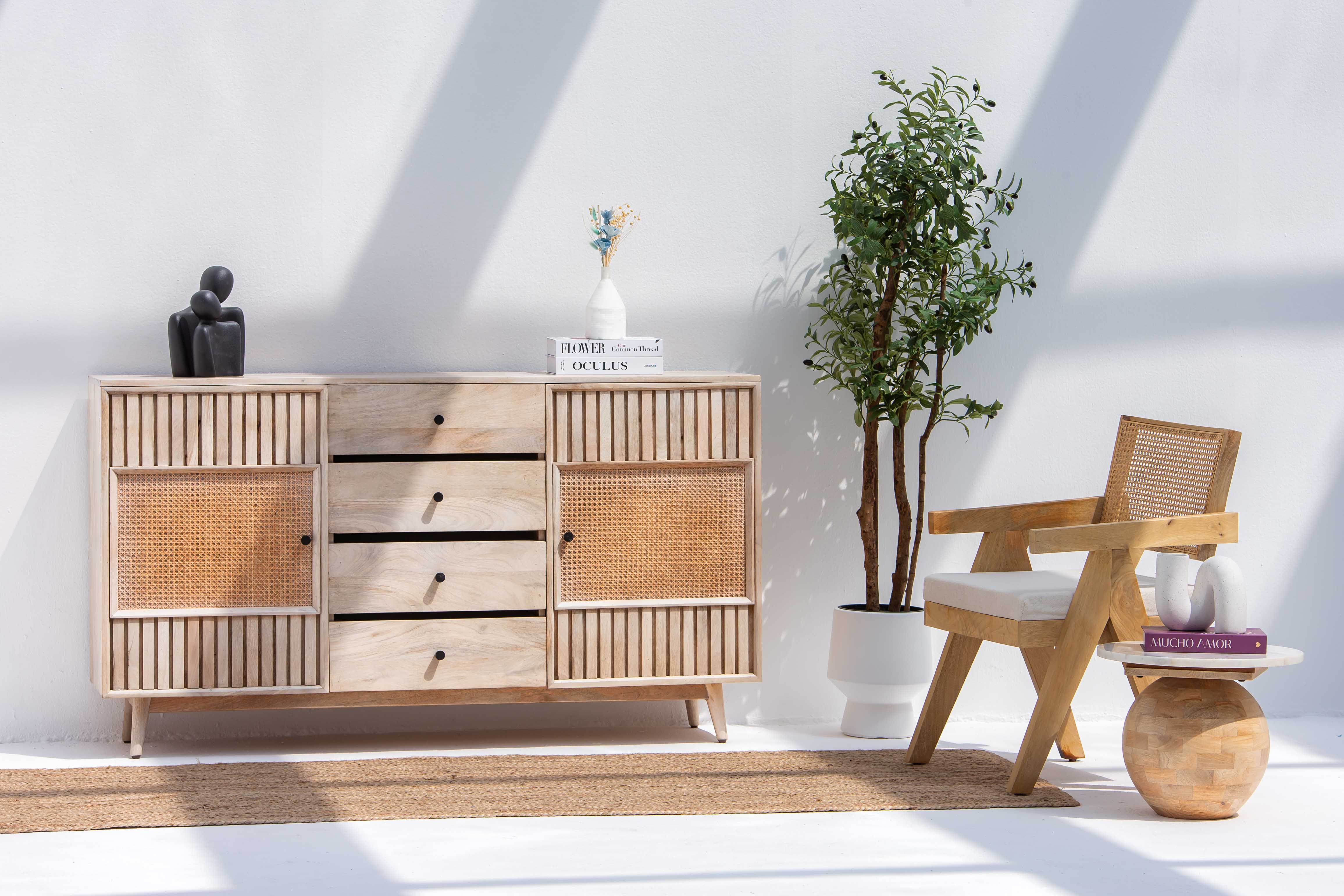 CANOVIA CANE TWO DOOR FOUR DRAWER SIDEBOARD - Art and craft furniture