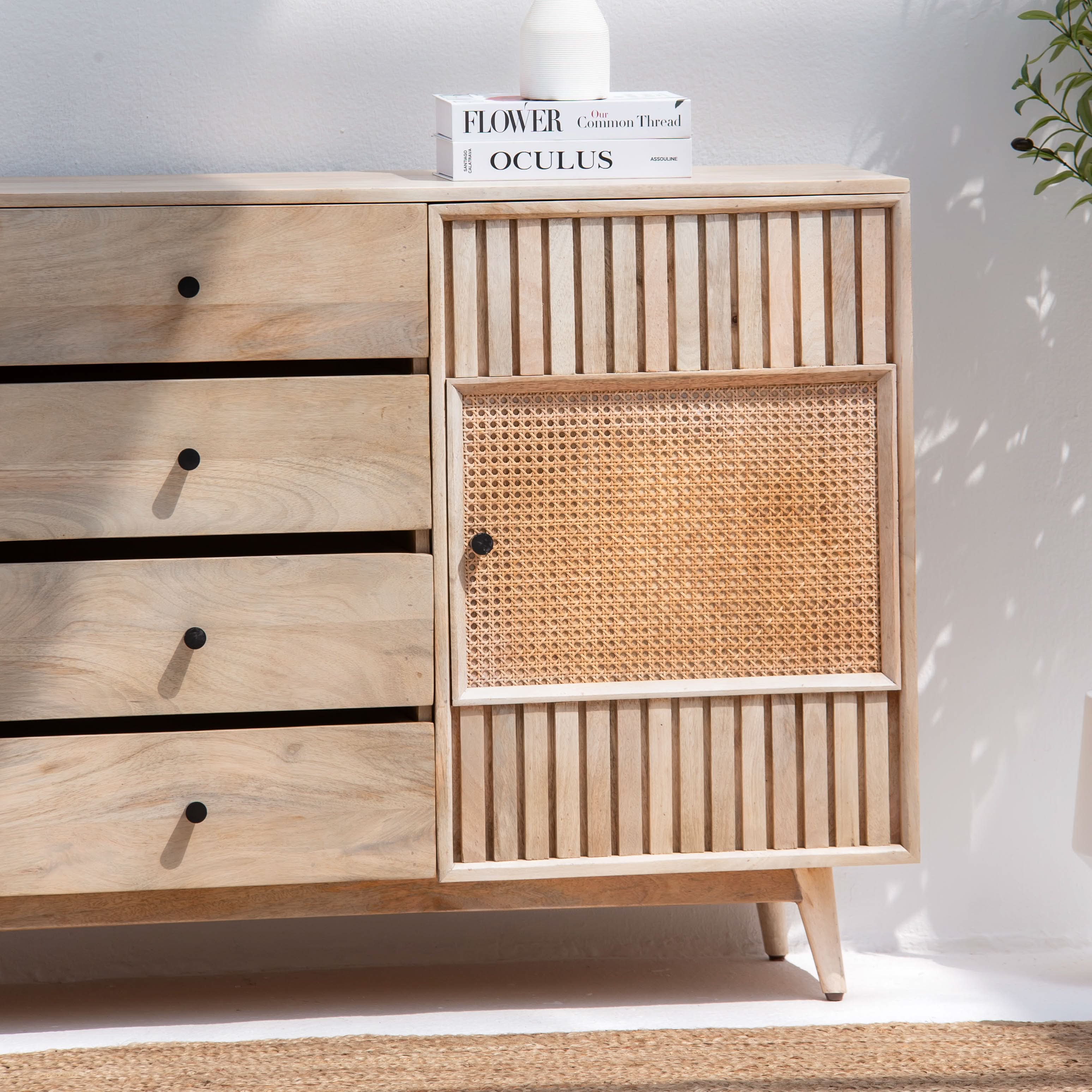 CANOVIA CANE TWO DOOR FOUR DRAWER SIDEBOARD - Art and craft furniture