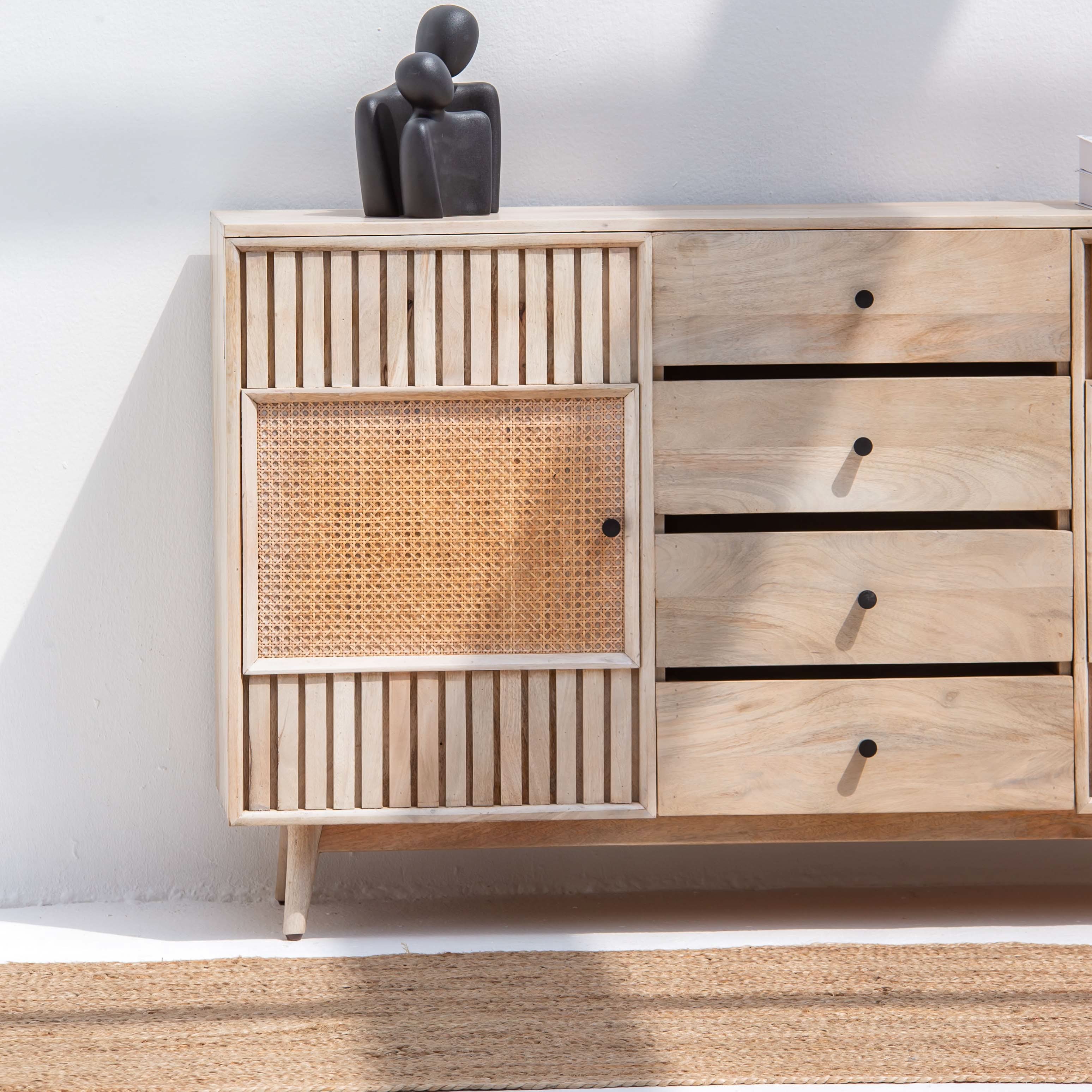 CANOVIA CANE TWO DOOR FOUR DRAWER SIDEBOARD - Art and craft furniture