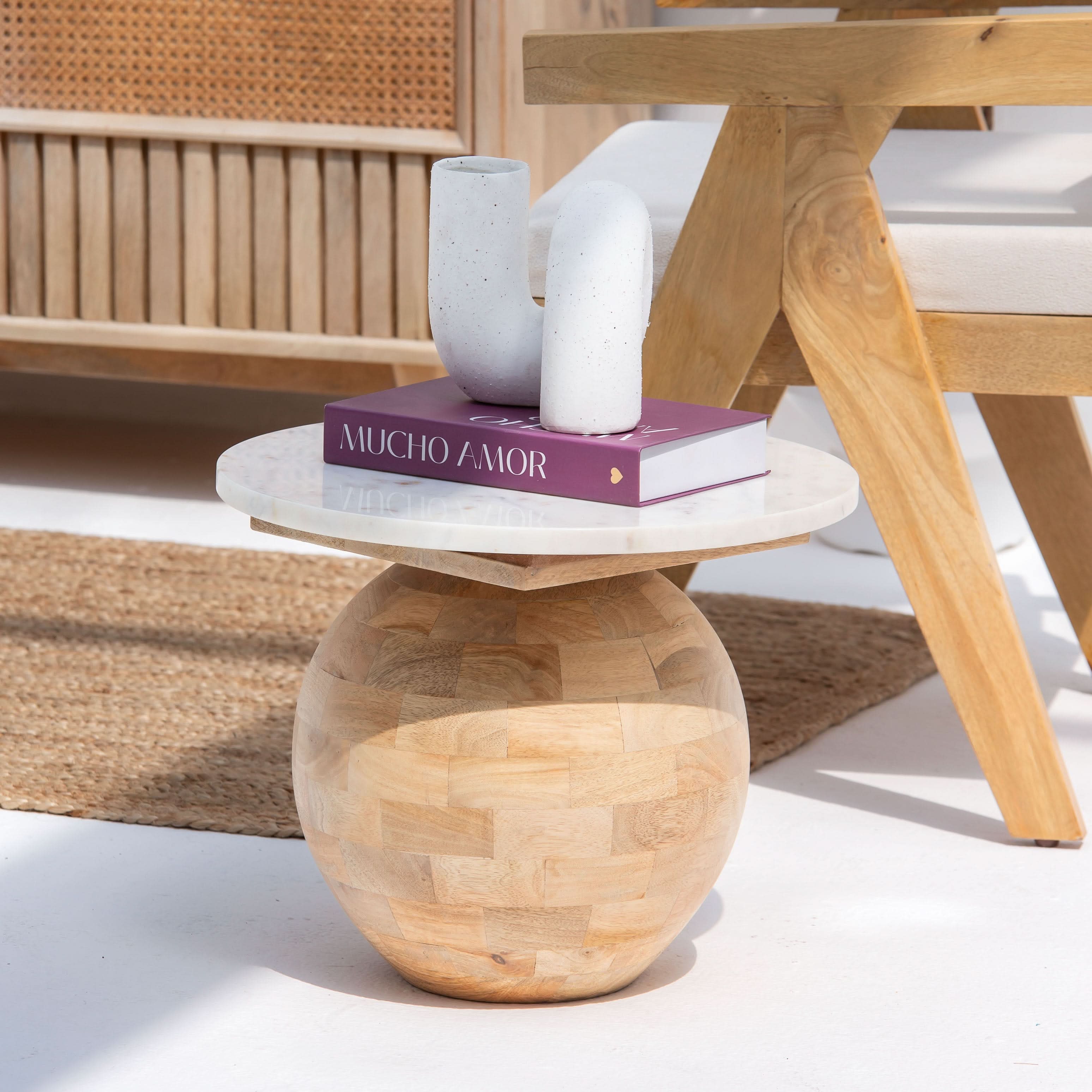 TERRALUXE MARBLE ROUND SIDE TABLE - Art and craft furniture
