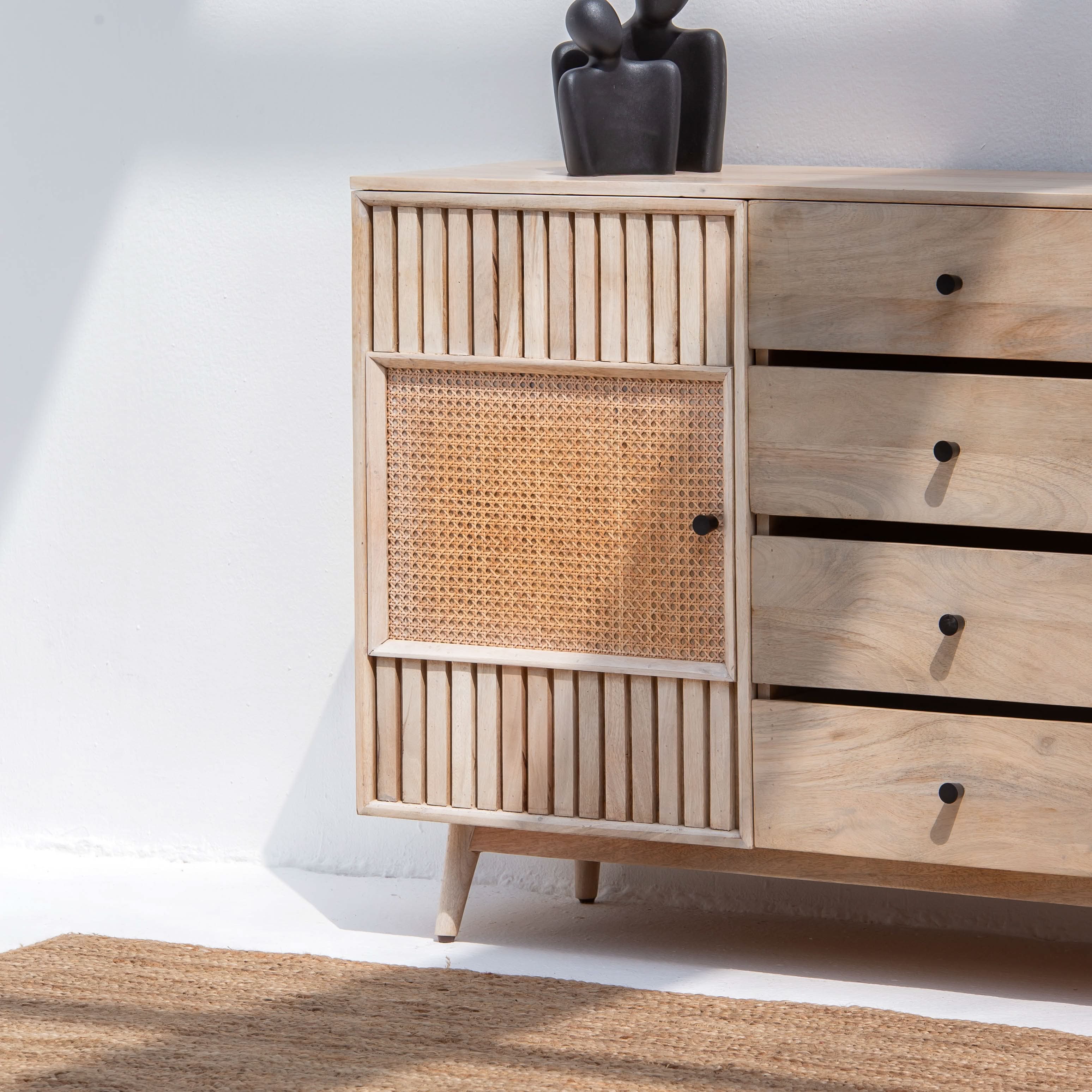 CANOVIA CANE TWO DOOR FOUR DRAWER SIDEBOARD - Art and craft furniture