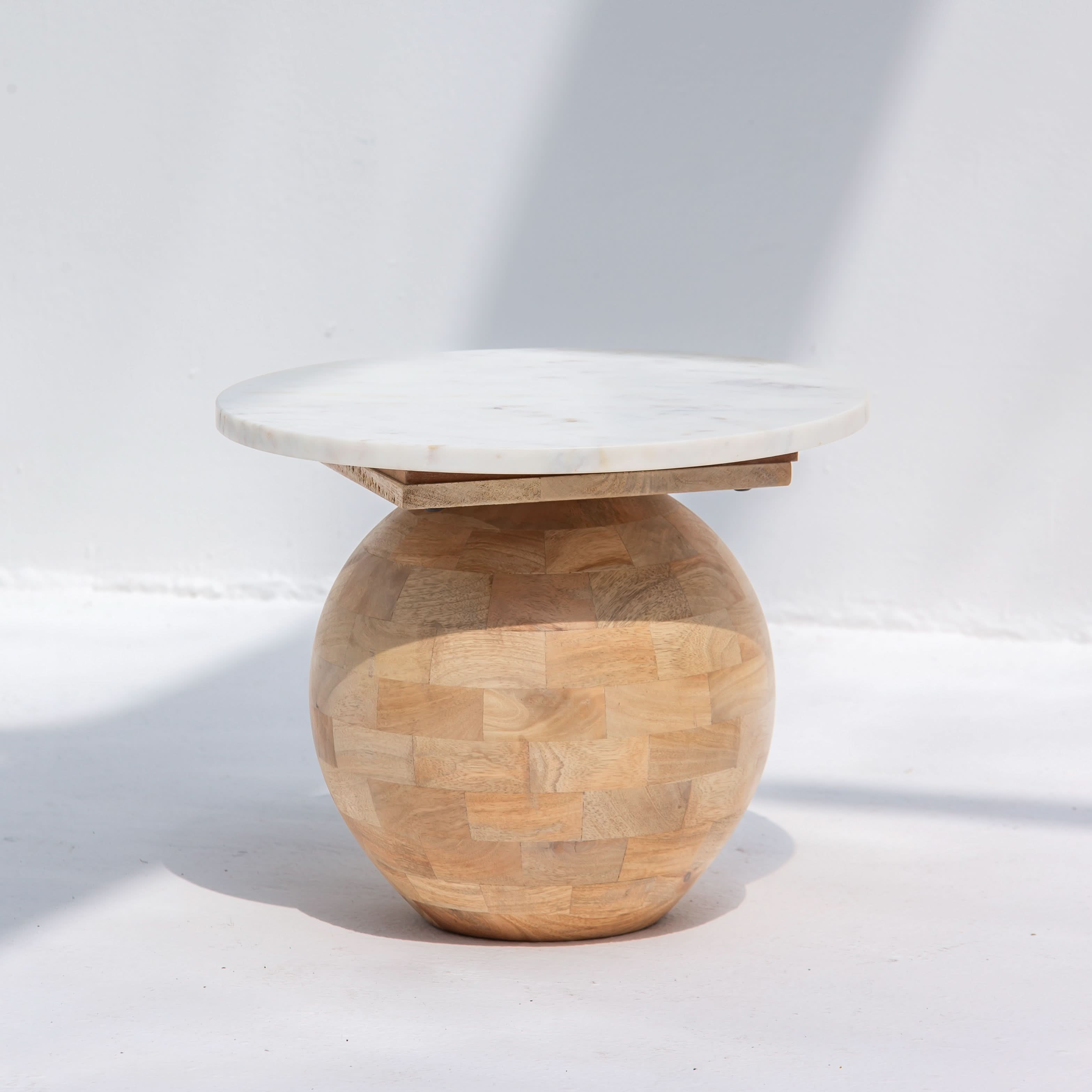 TERRALUXE MARBLE ROUND SIDE TABLE - Art and craft furniture
