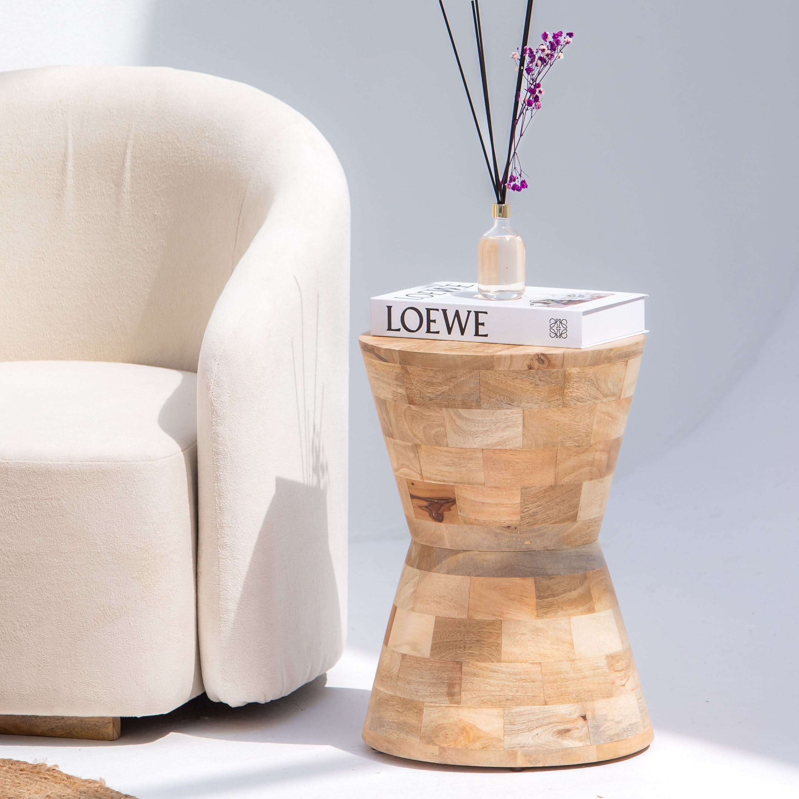 AUREVO WOODEN SIDE TABLE - Art and craft furniture