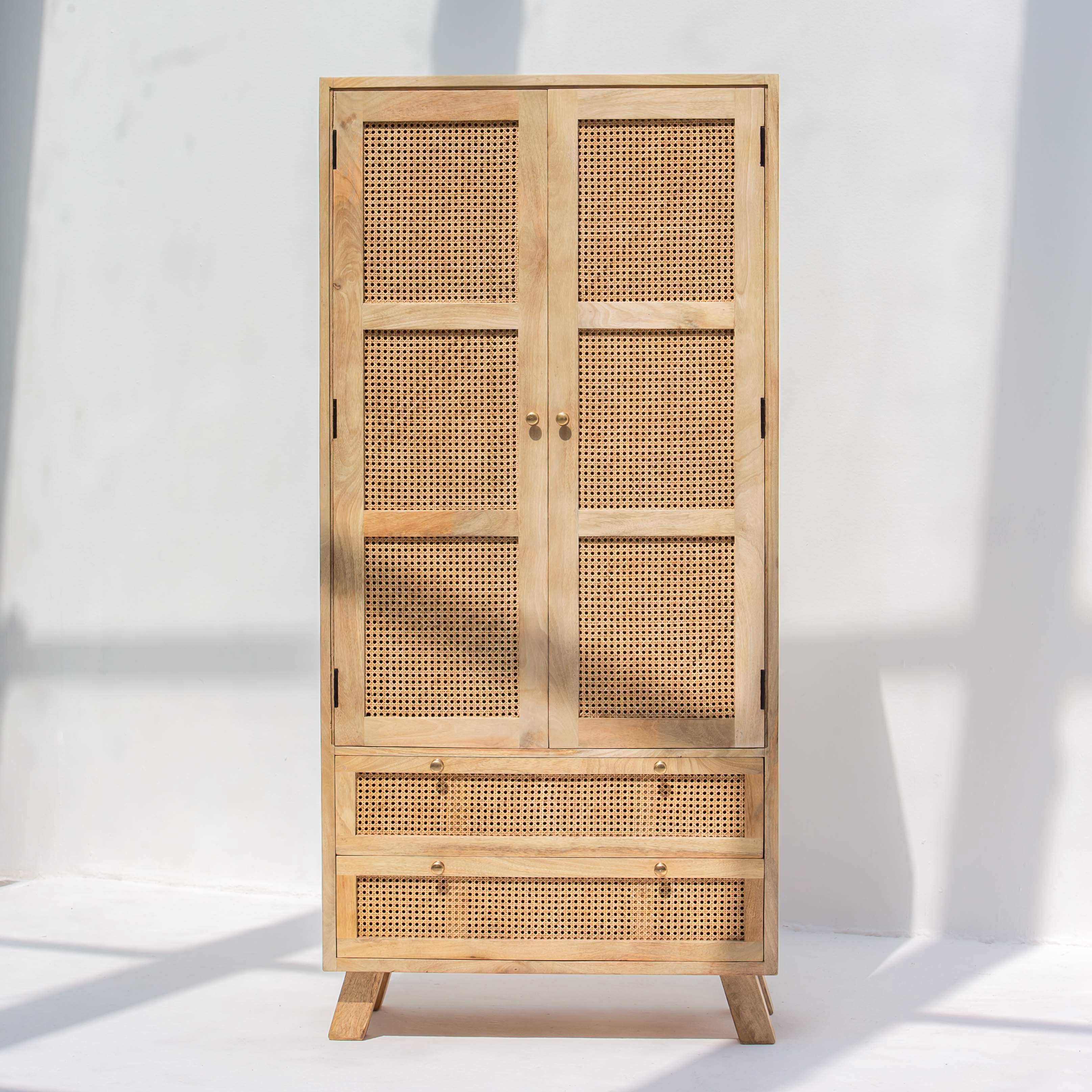 CANOVIA TWO DOOR TWO DRAWER CANE CABINET - Art and craft furniture