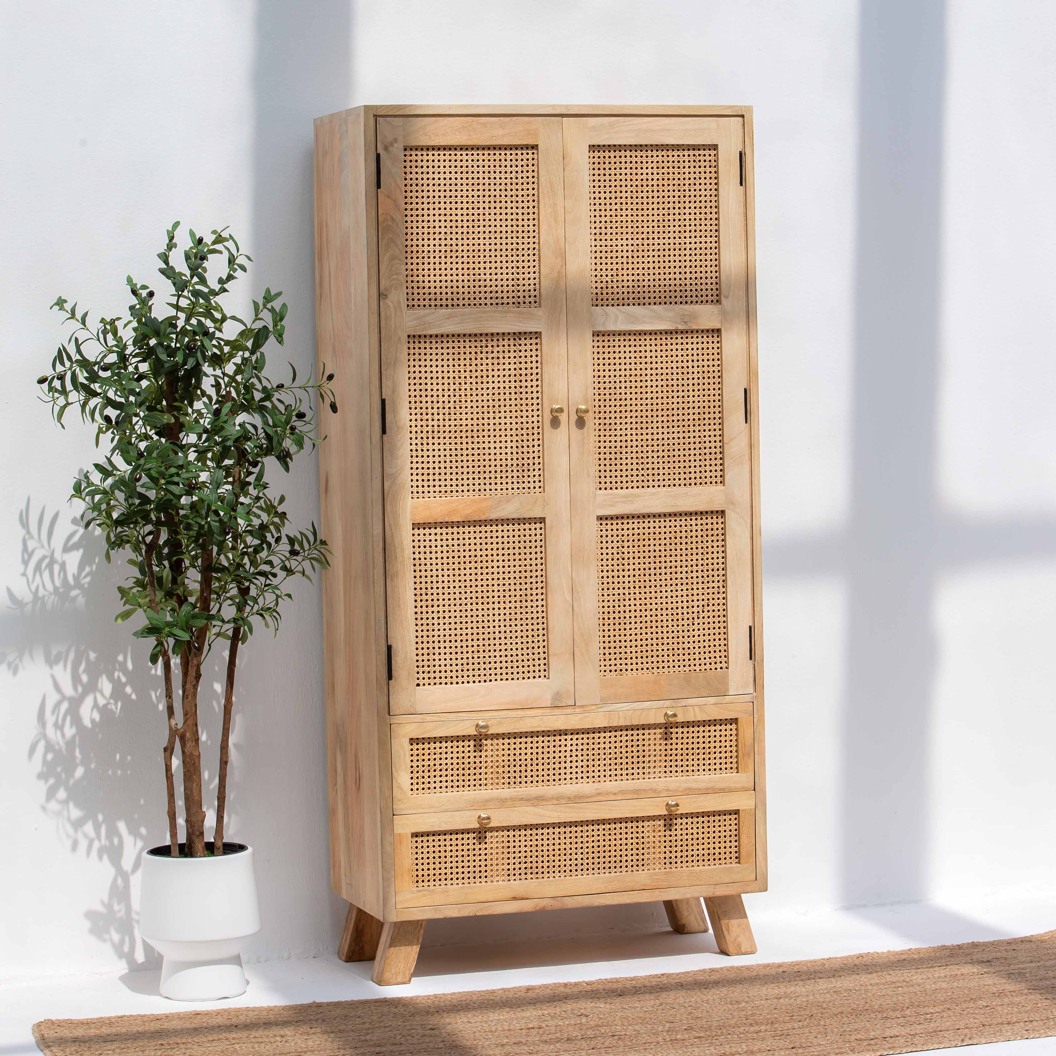 CANOVIA TWO DOOR TWO DRAWER CANE CABINET - Art and craft furniture