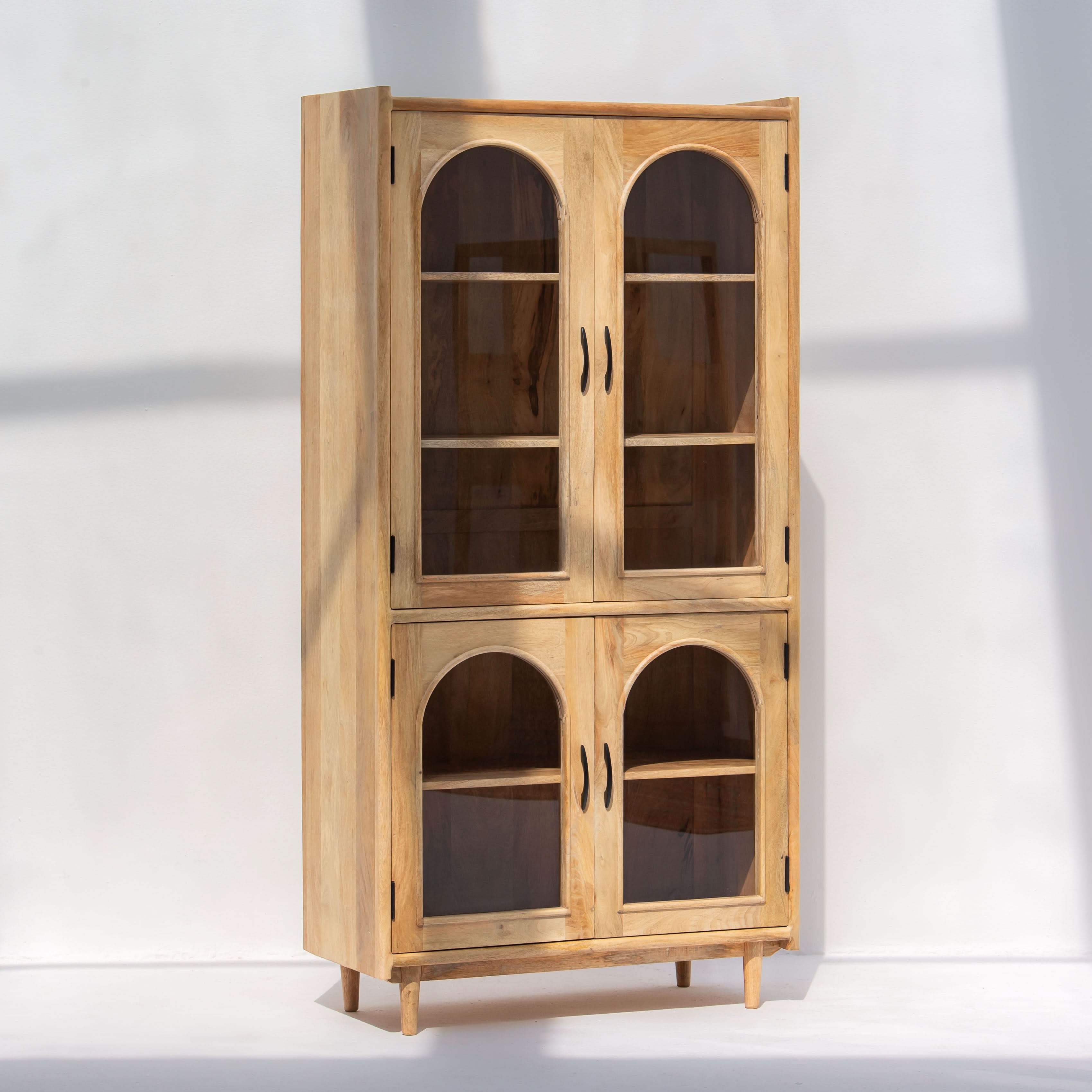 AUREVO WOODEN GLASS DOOR CABINET - Art and craft furniture