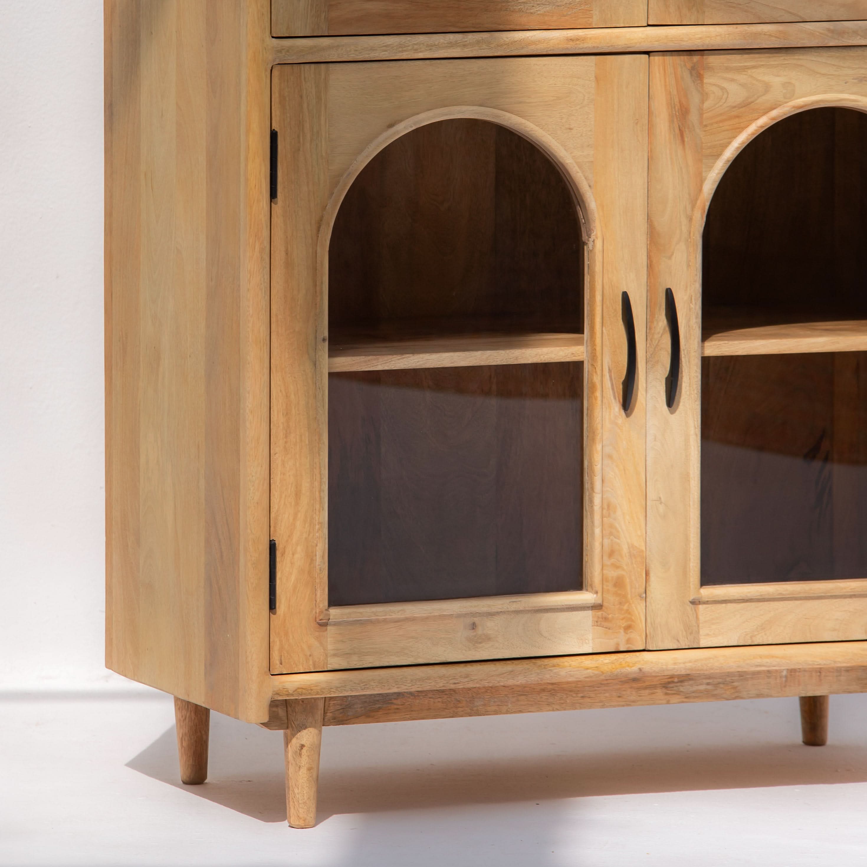 AUREVO WOODEN GLASS DOOR CABINET - Art and craft furniture