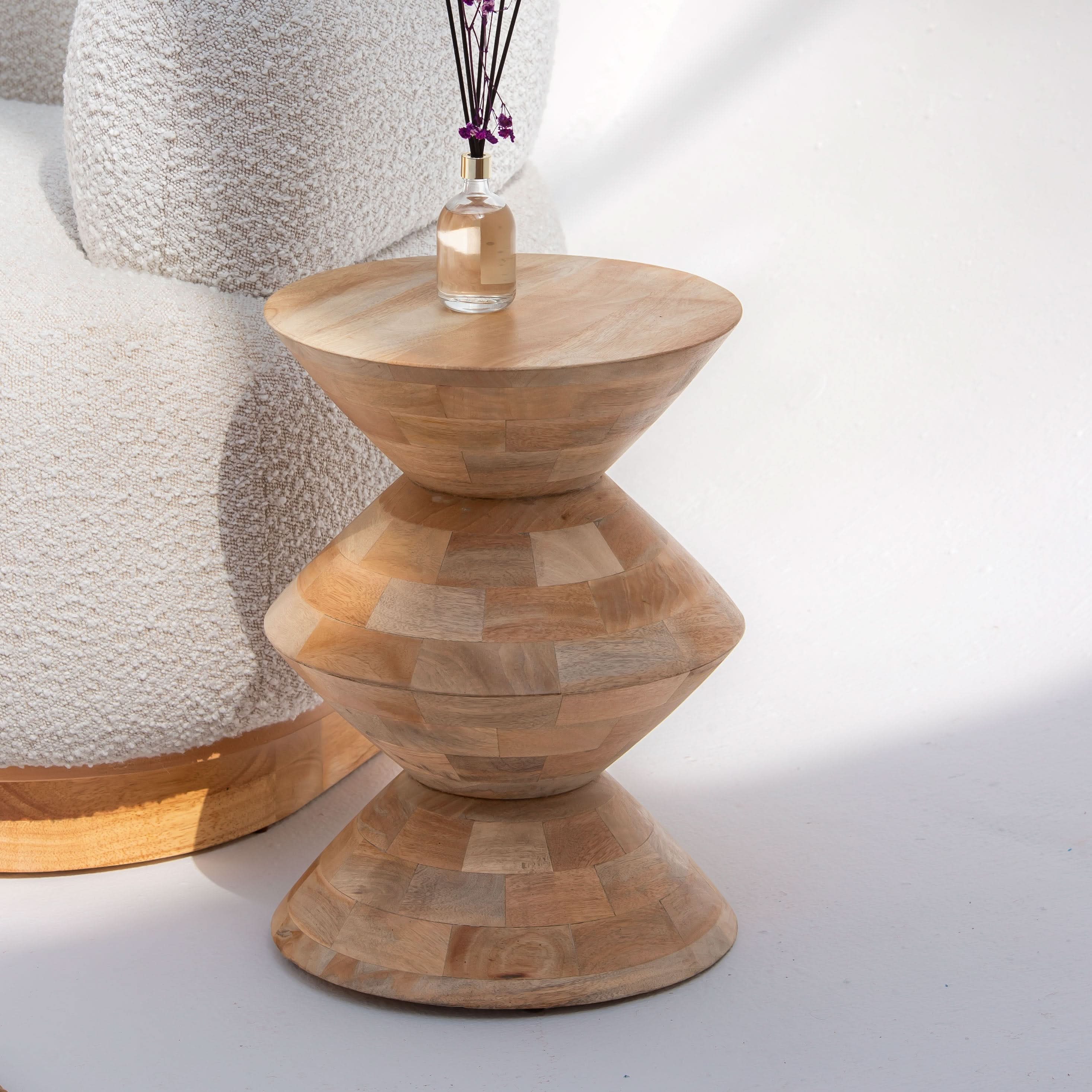 AUREVO WOODEN SIDE TABLE - Art and craft furniture