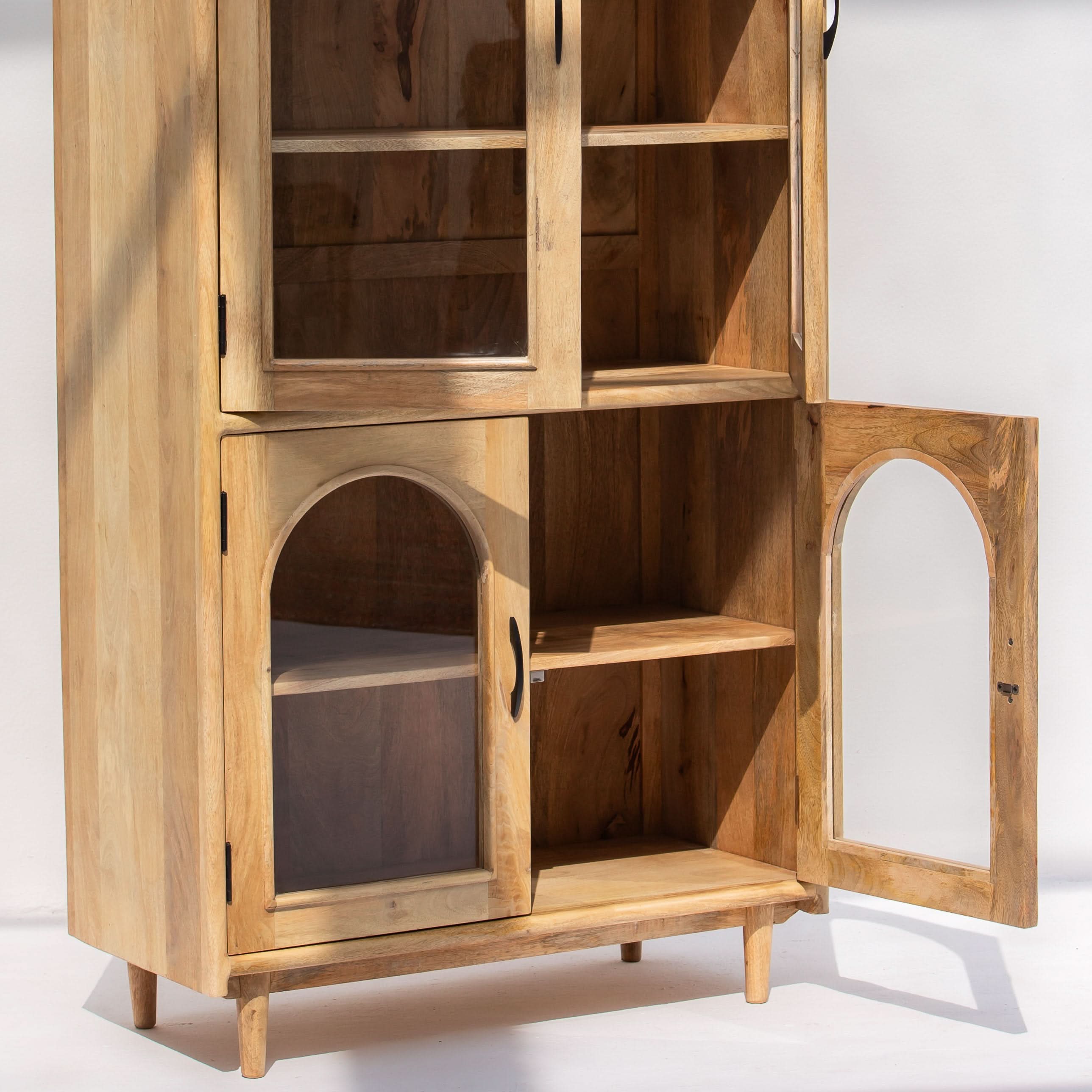 AUREVO WOODEN GLASS DOOR CABINET - Art and craft furniture