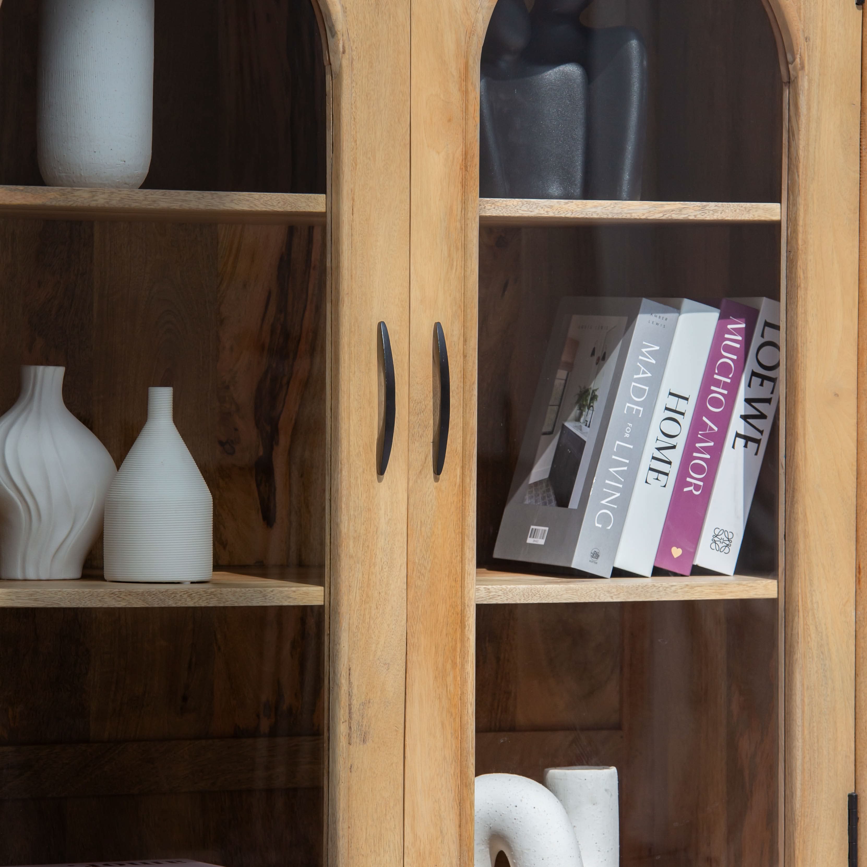 AUREVO WOODEN GLASS DOOR CABINET - Art and craft furniture